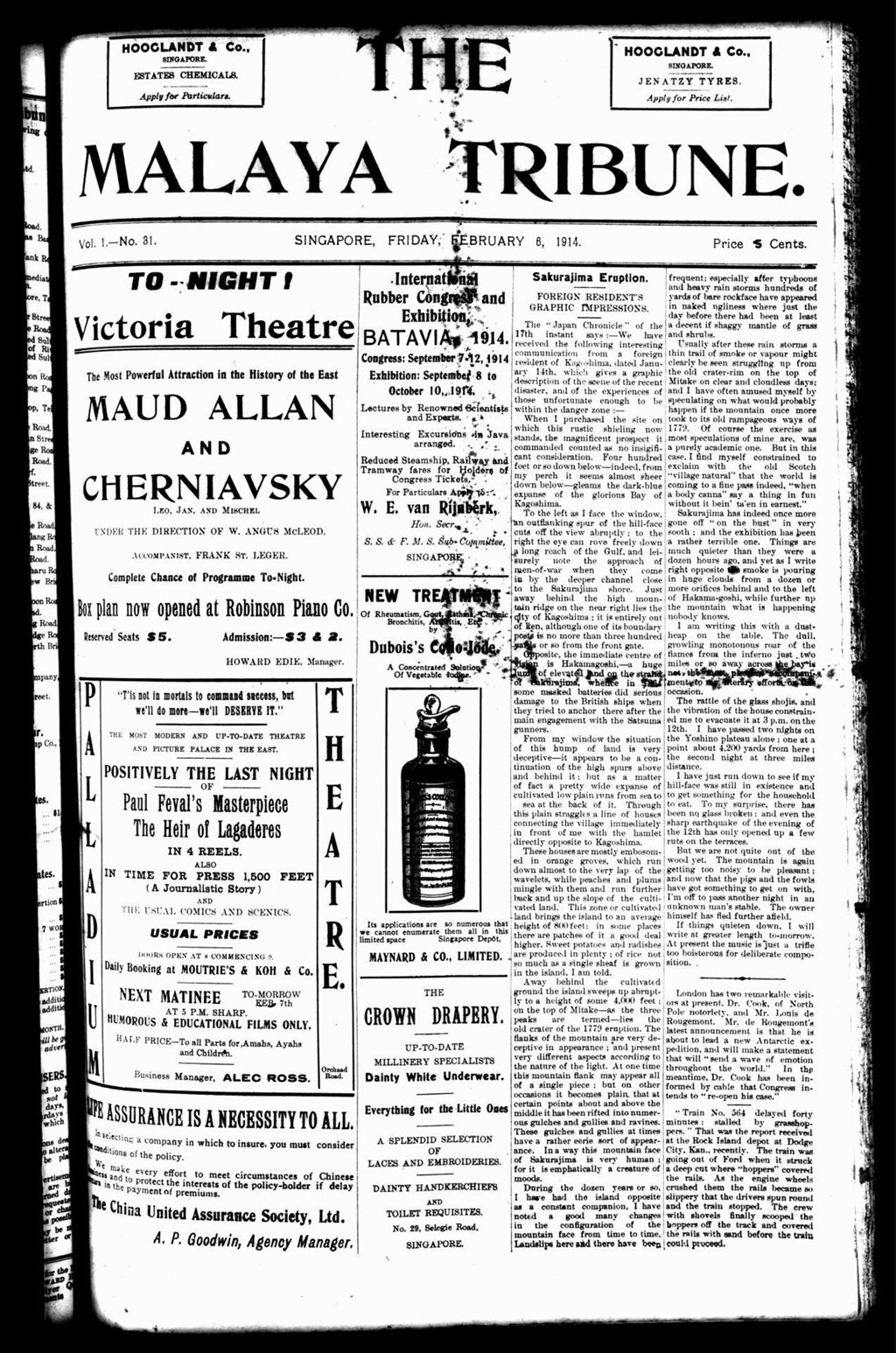 Miniature of Malaya Tribune 06 February 1914