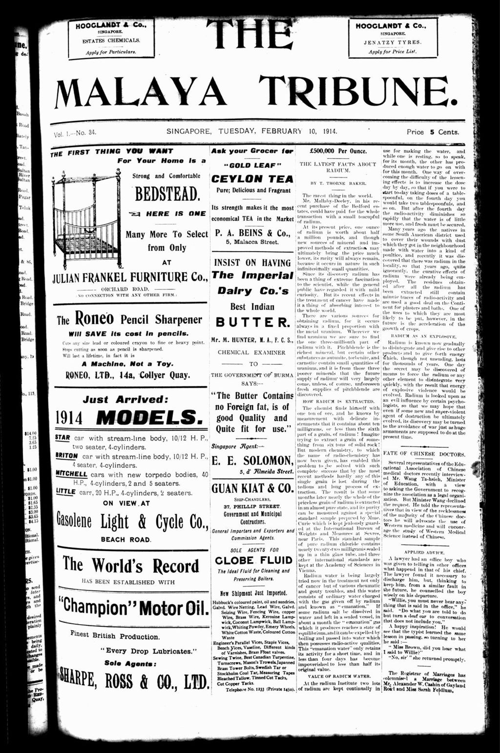 Miniature of Malaya Tribune 10 February 1914