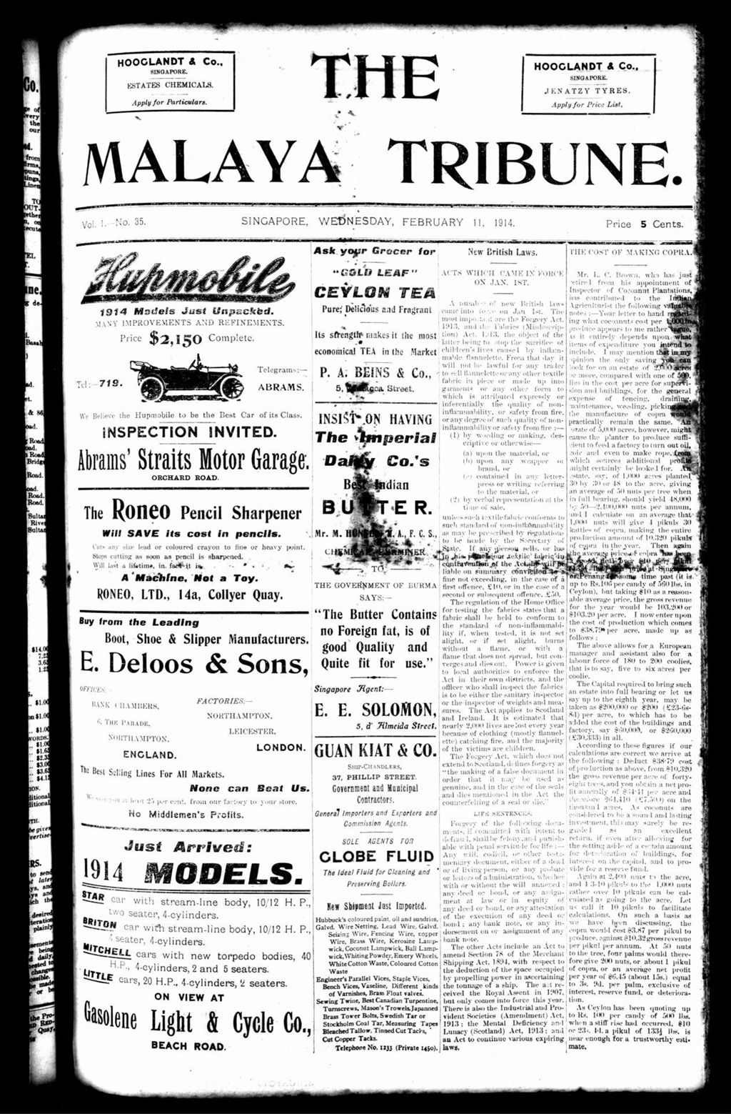 Miniature of Malaya Tribune 11 February 1914