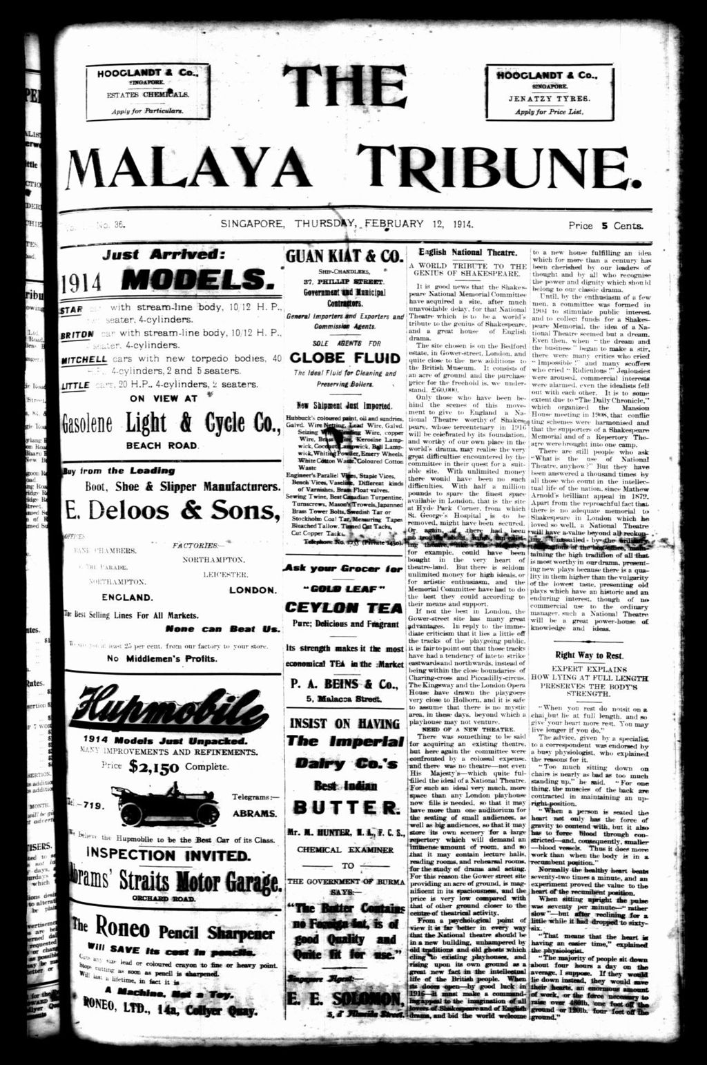 Miniature of Malaya Tribune 12 February 1914