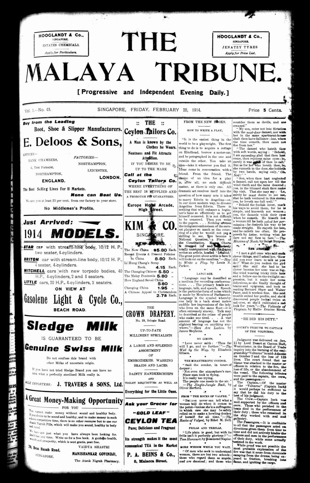 Miniature of Malaya Tribune 20 February 1914