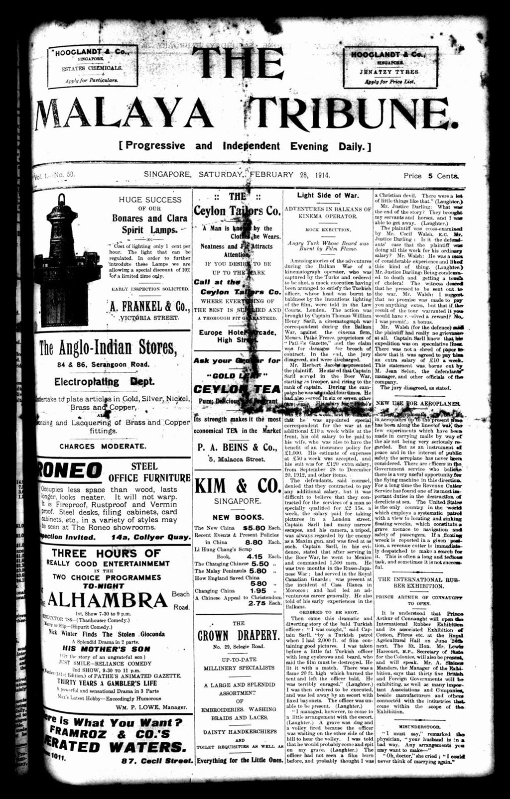 Miniature of Malaya Tribune 28 February 1914