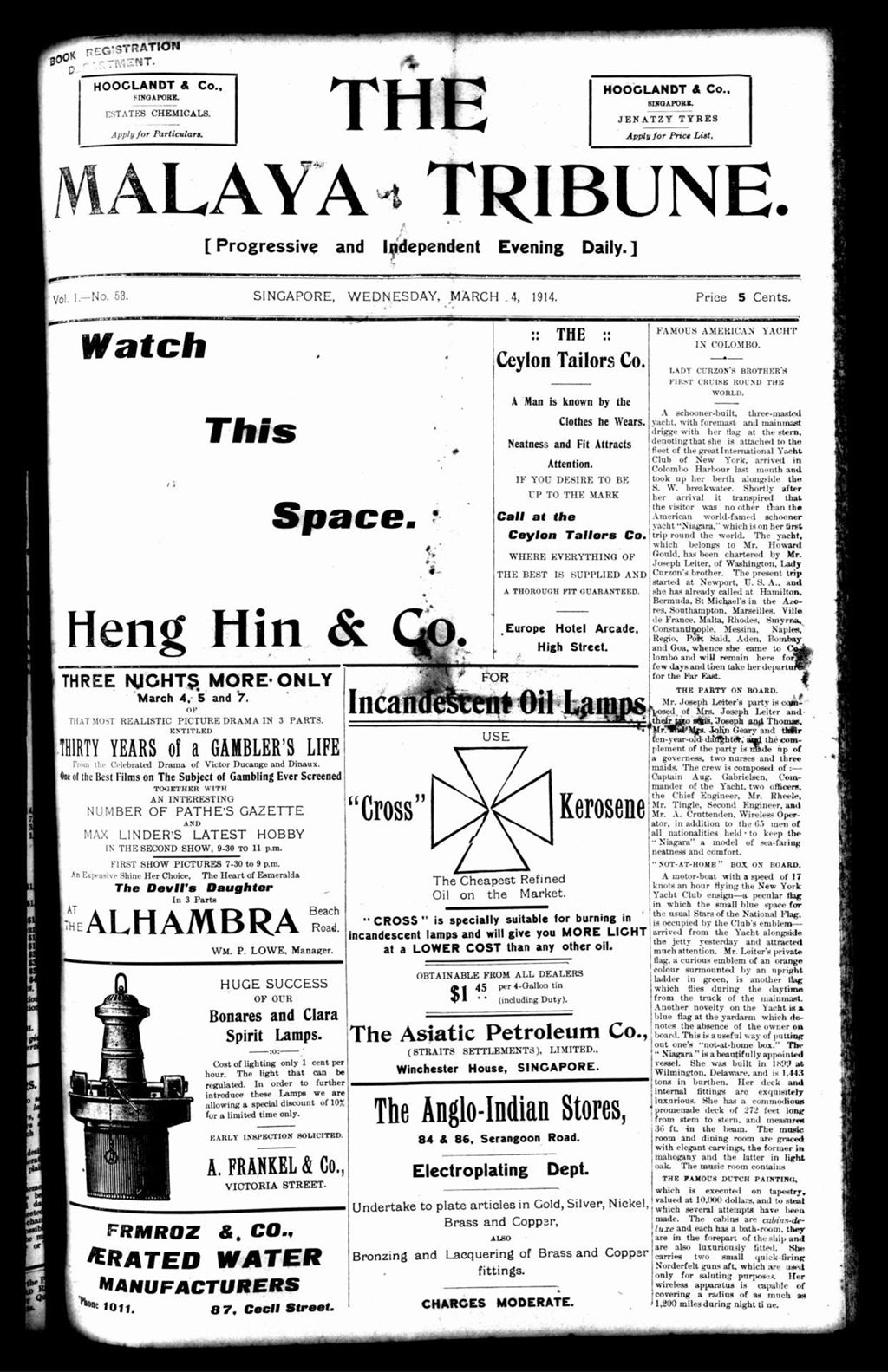 Miniature of Malaya Tribune 04 March 1914