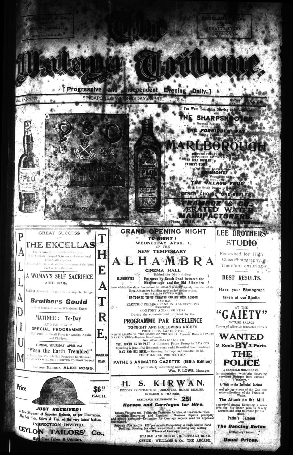 Miniature of Malaya Tribune 01 April 1914