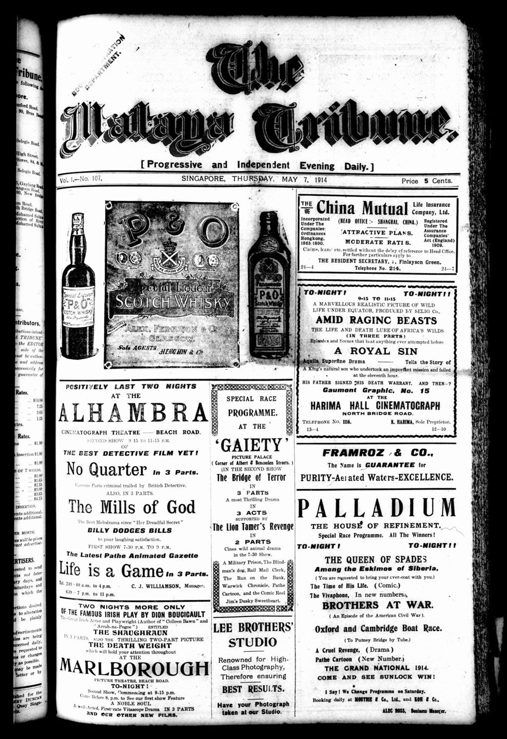 Miniature of Malaya Tribune 07 May 1914