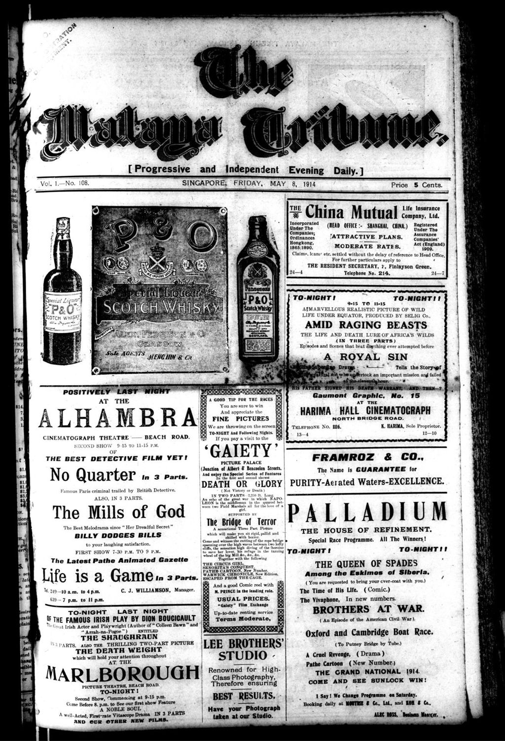 Miniature of Malaya Tribune 08 May 1914