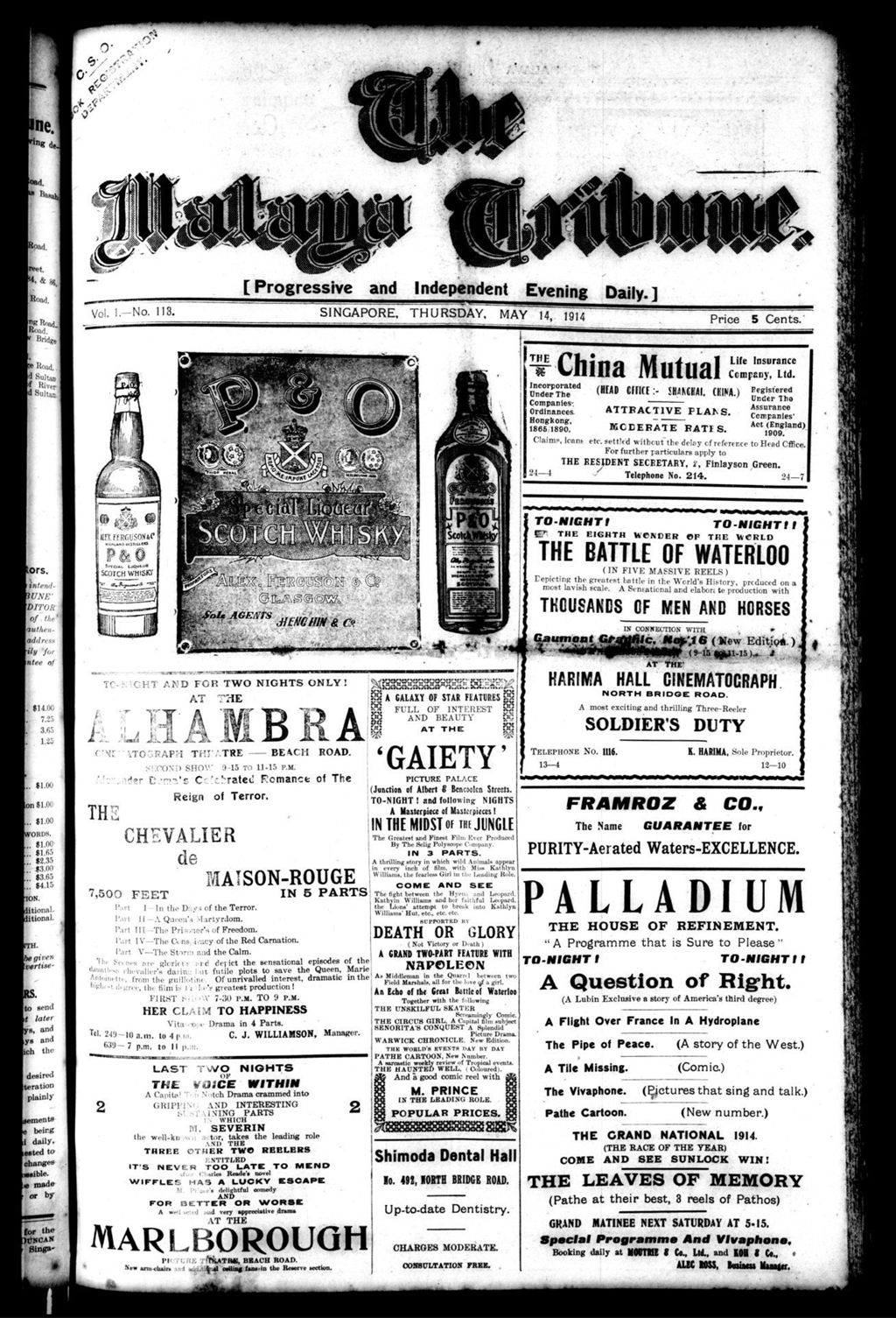 Miniature of Malaya Tribune 14 May 1914