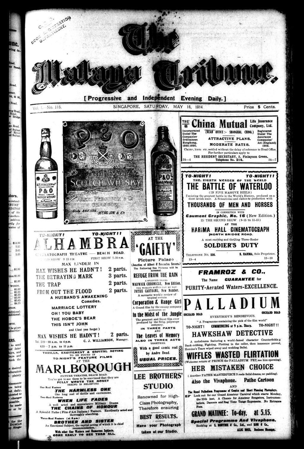 Miniature of Malaya Tribune 16 May 1914