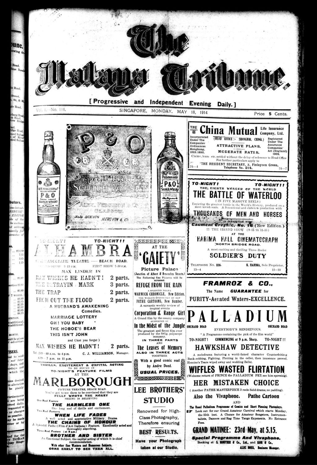 Miniature of Malaya Tribune 18 May 1914