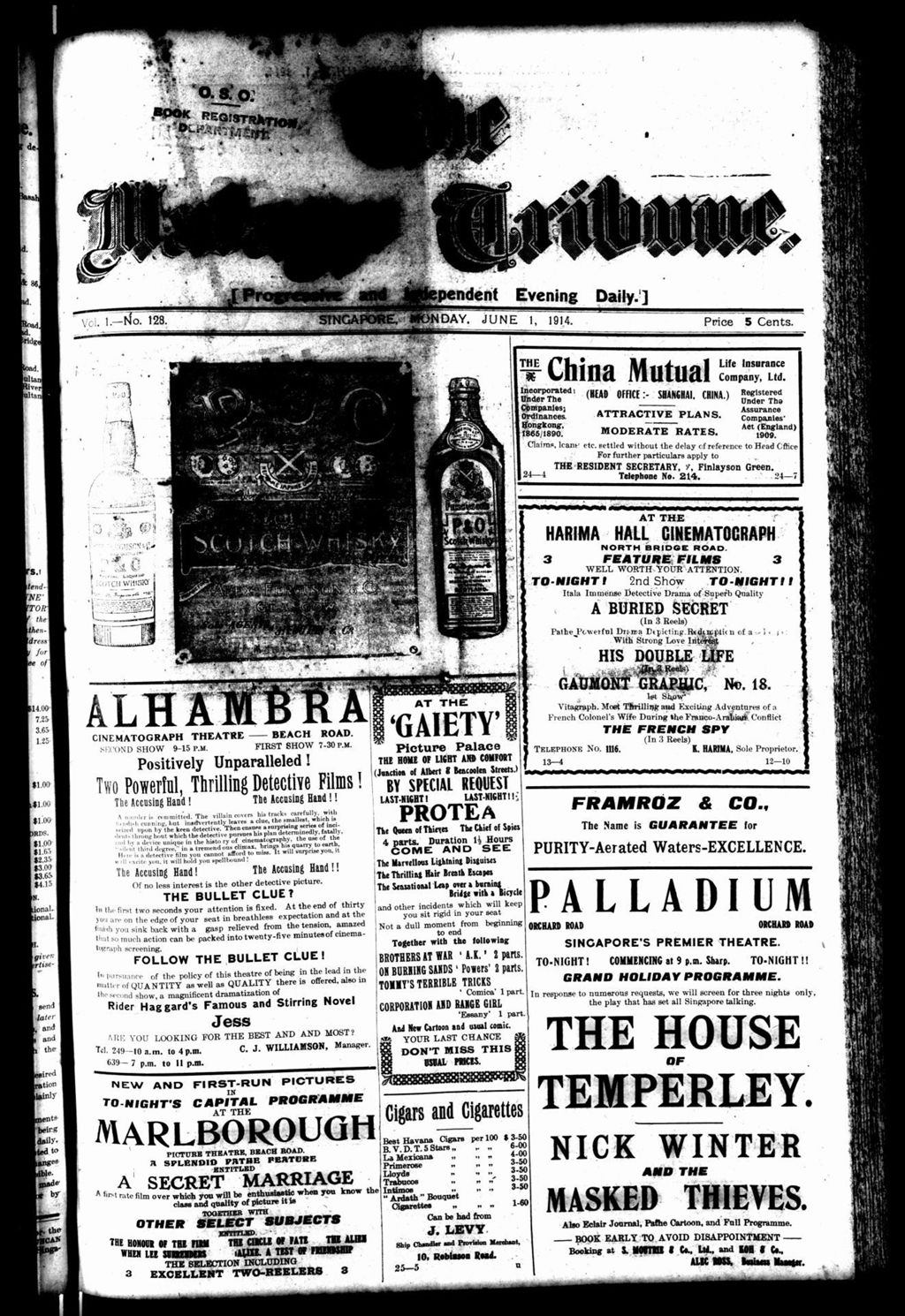 Miniature of Malaya Tribune 01 June 1914