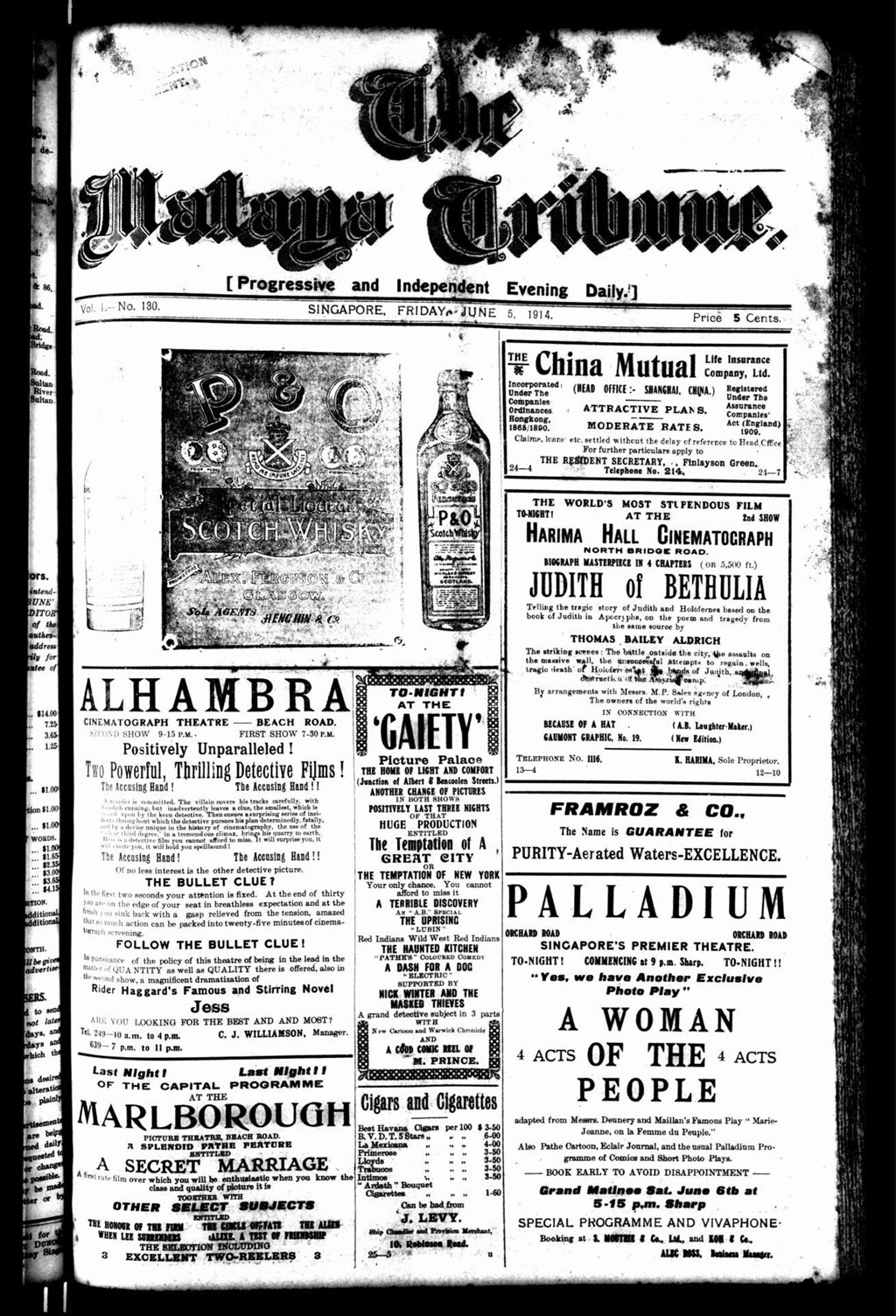 Miniature of Malaya Tribune 05 June 1914