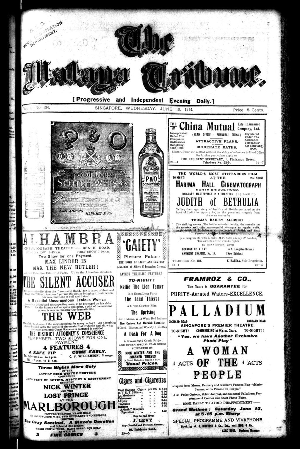 Miniature of Malaya Tribune 10 June 1914