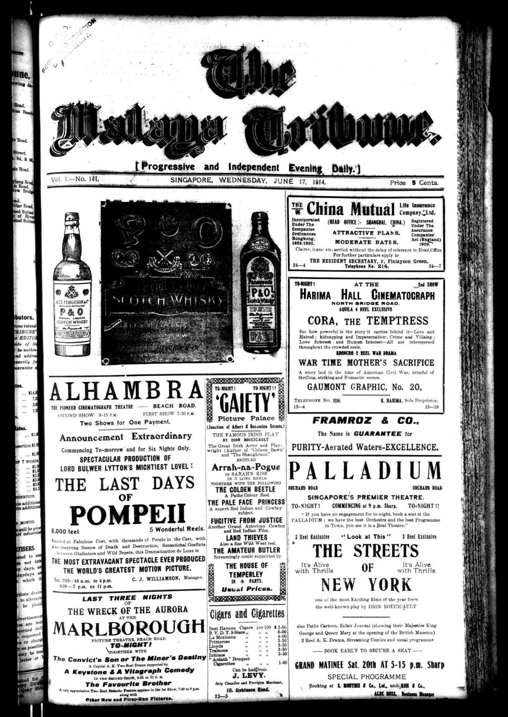 Miniature of Malaya Tribune 17 June 1914