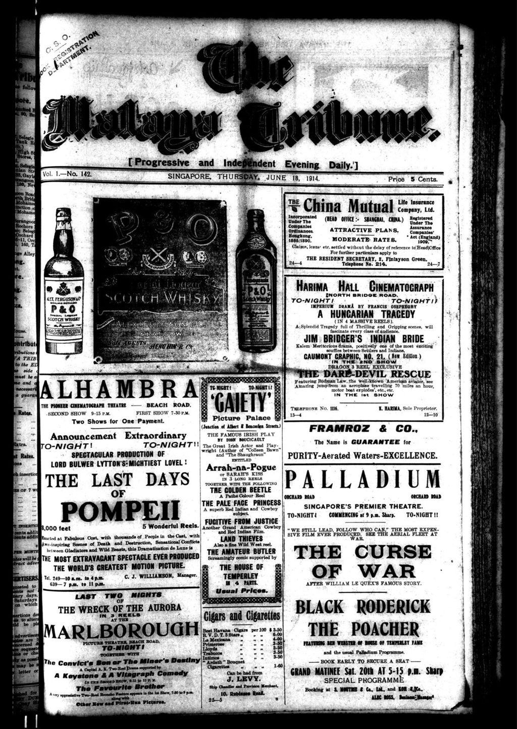 Miniature of Malaya Tribune 18 June 1914