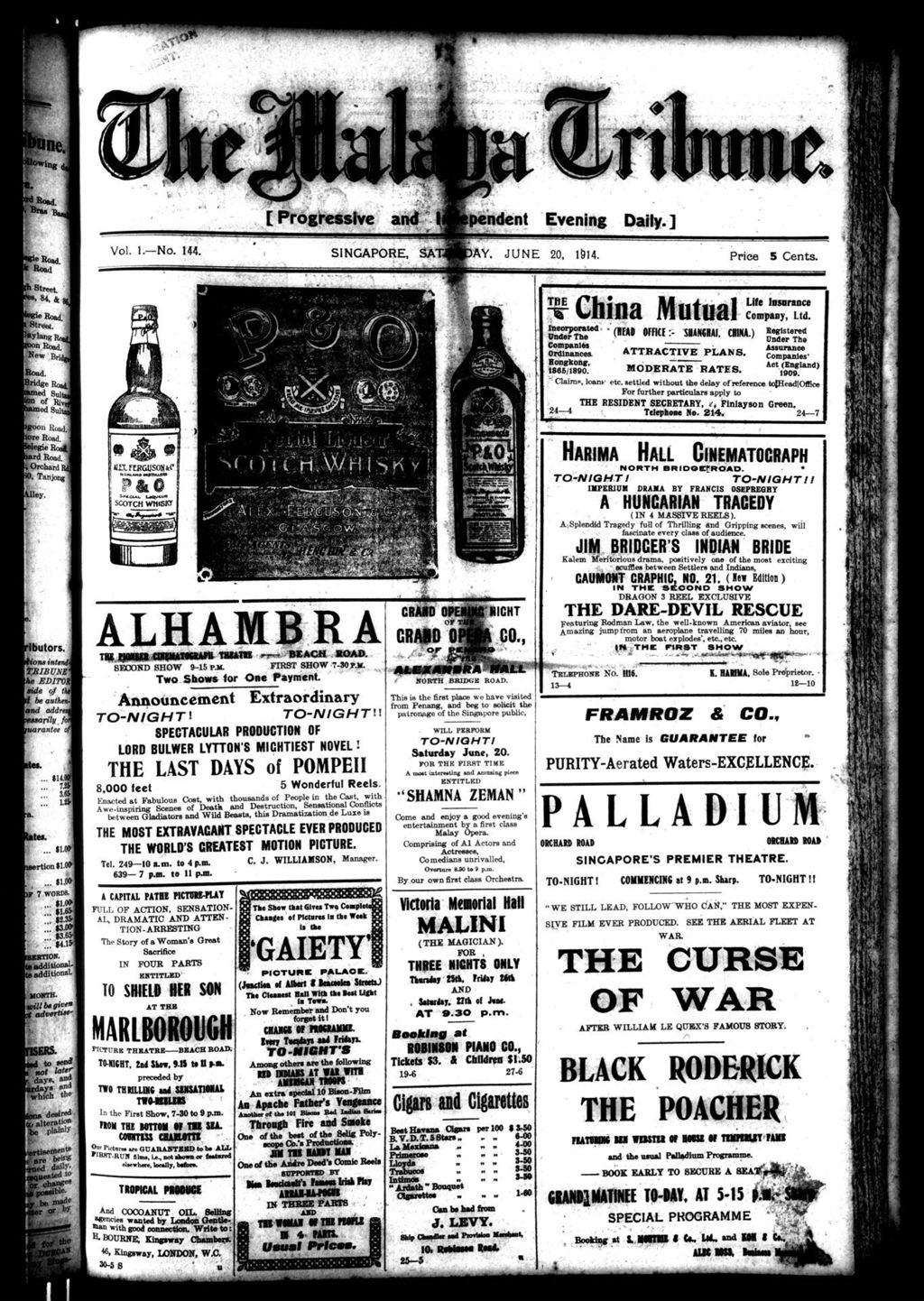 Miniature of Malaya Tribune 20 June 1914