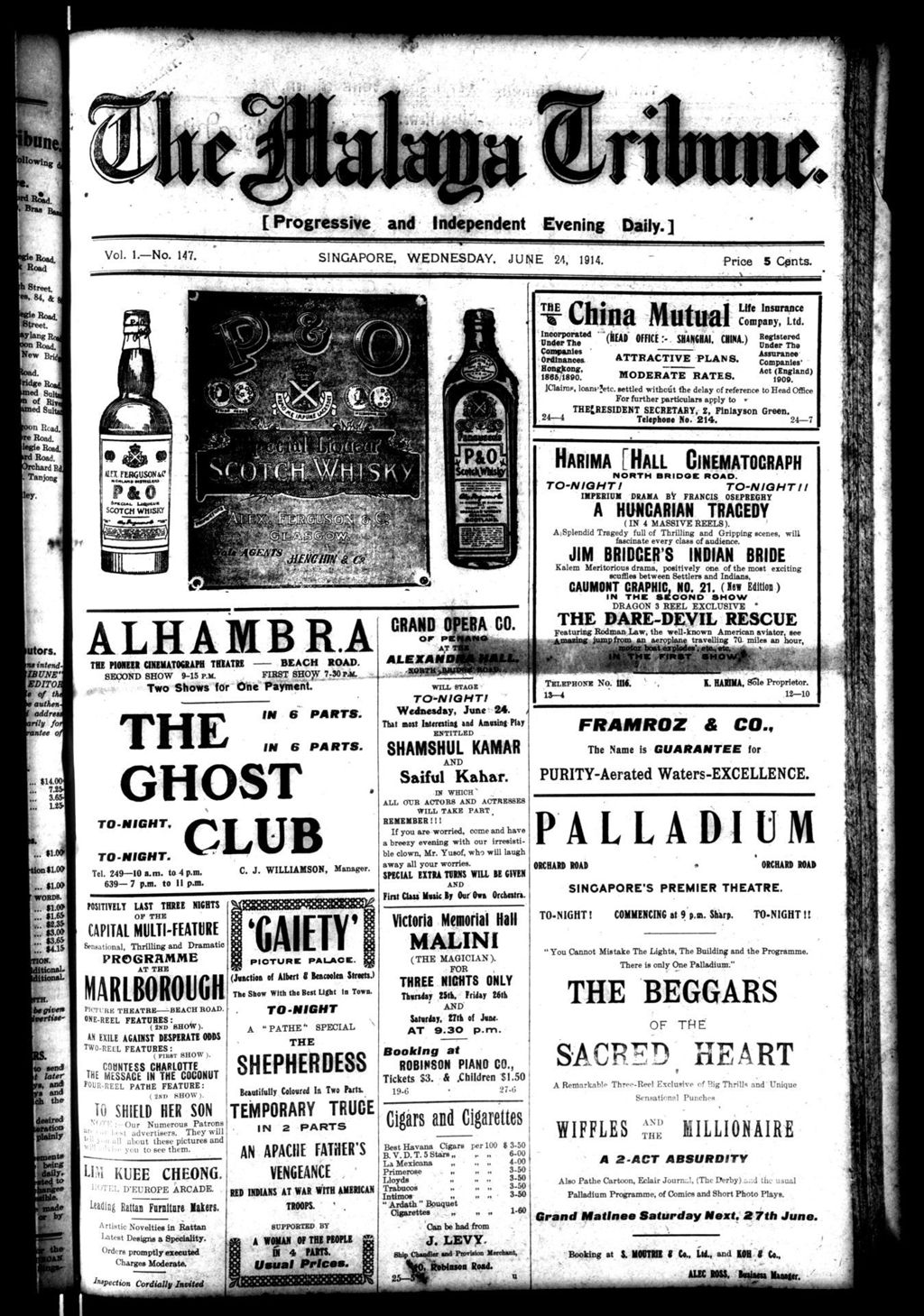 Miniature of Malaya Tribune 24 June 1914