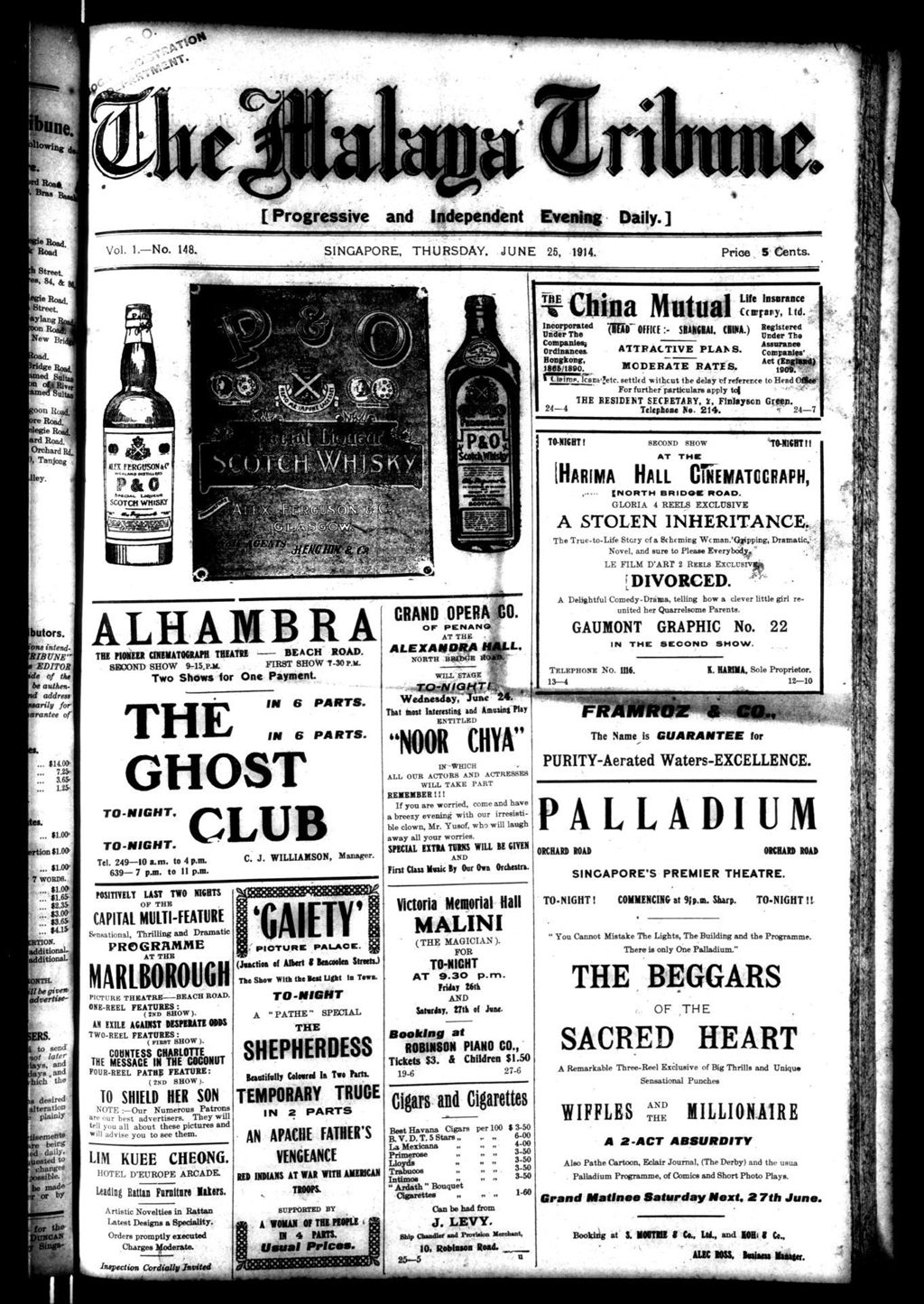 Miniature of Malaya Tribune 25 June 1914