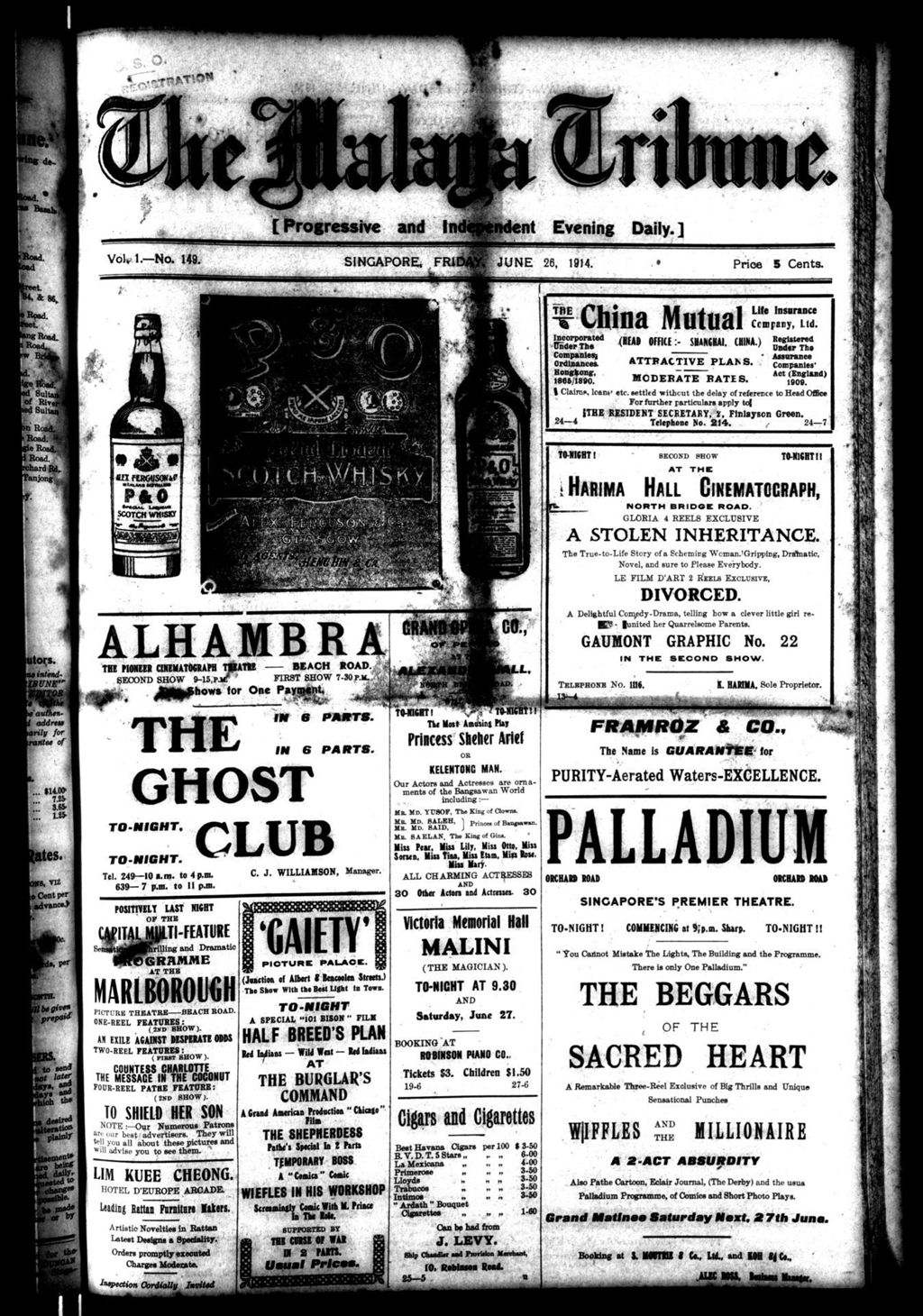 Miniature of Malaya Tribune 26 June 1914