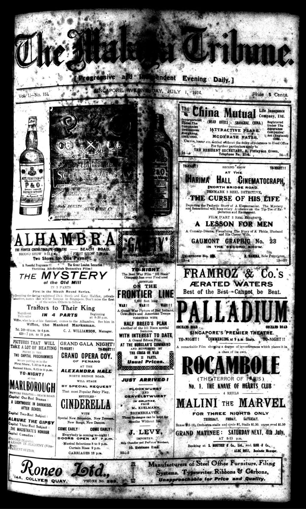 Miniature of Malaya Tribune 01 July 1914