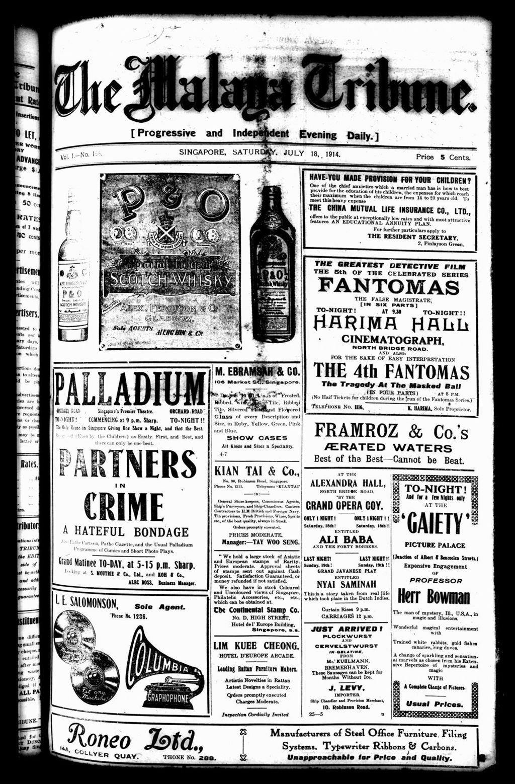 Miniature of Malaya Tribune 18 July 1914