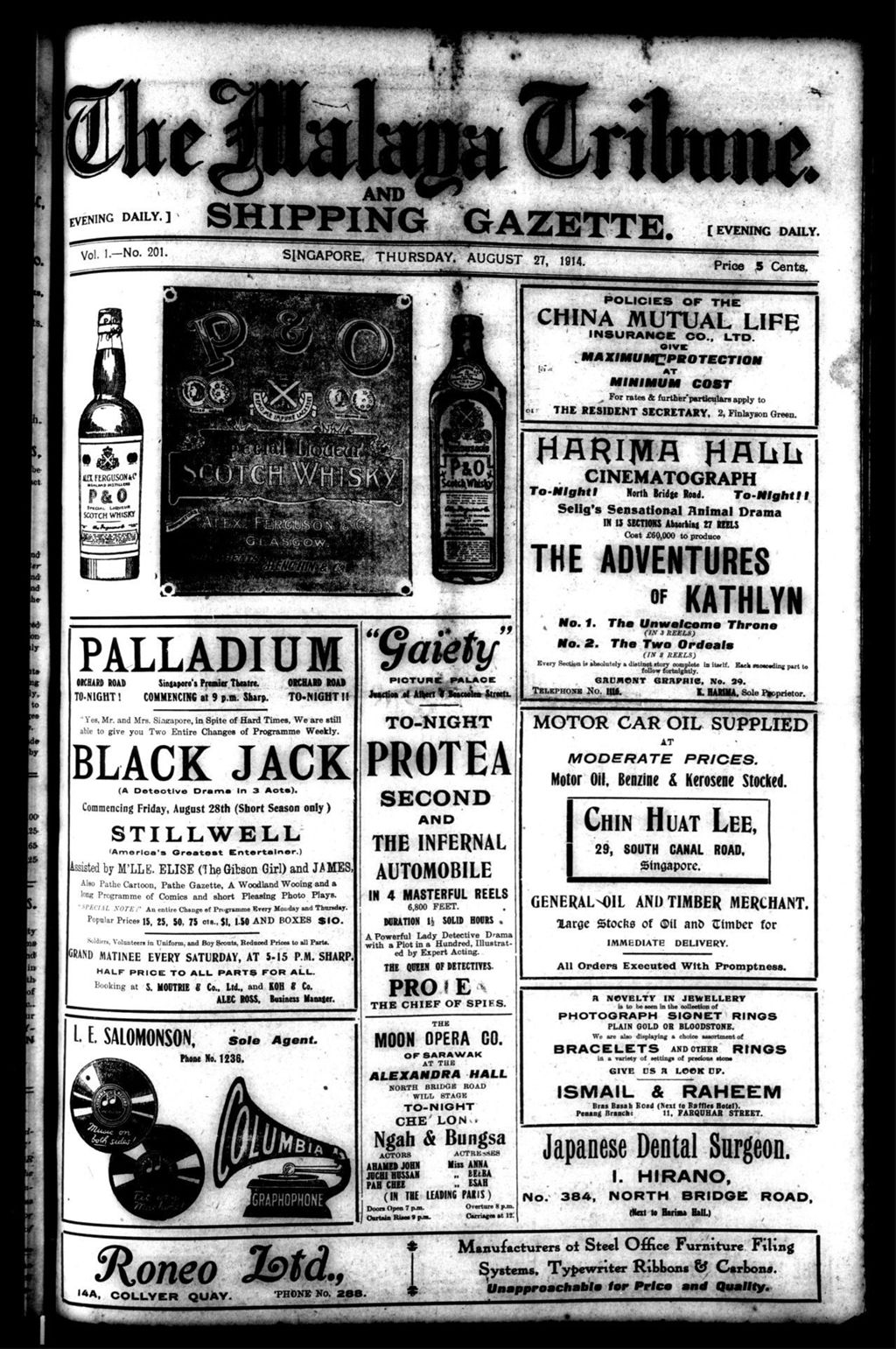 Miniature of Malaya Tribune 27 August 1914