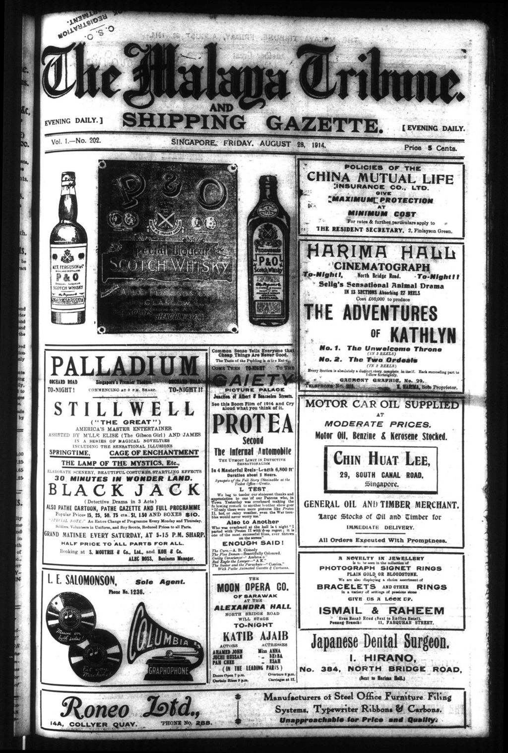 Miniature of Malaya Tribune 28 August 1914