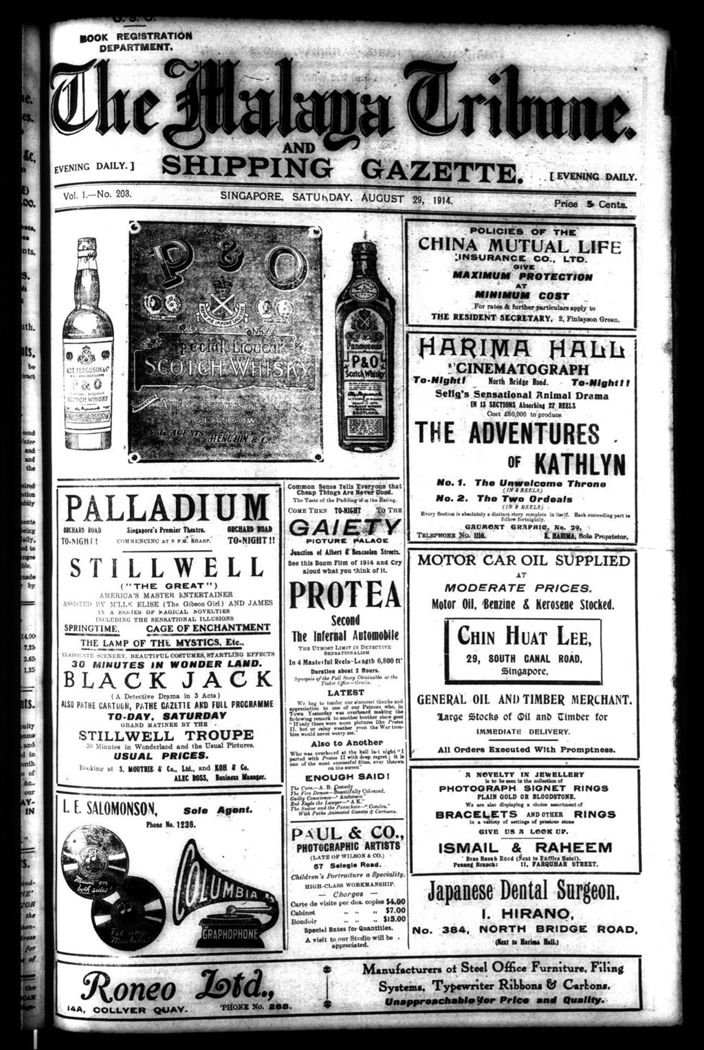 Miniature of Malaya Tribune 29 August 1914