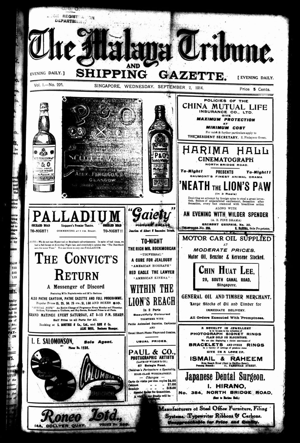 Miniature of Malaya Tribune 02 September 1914