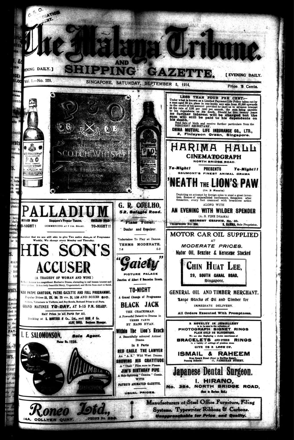 Miniature of Malaya Tribune 05 September 1914