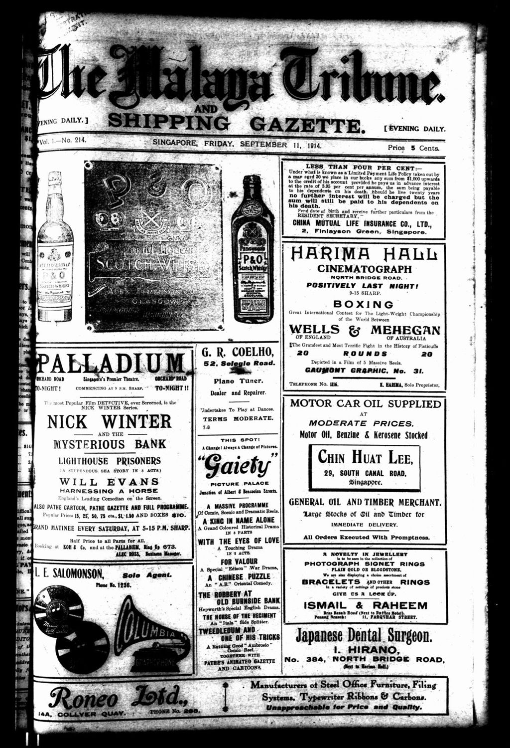 Miniature of Malaya Tribune 11 September 1914