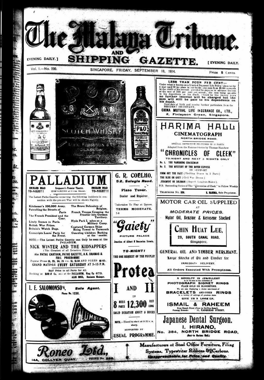 Miniature of Malaya Tribune 18 September 1914