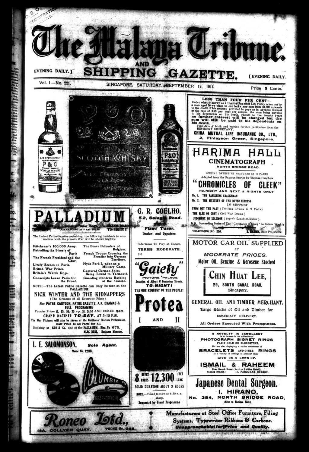 Miniature of Malaya Tribune 19 September 1914