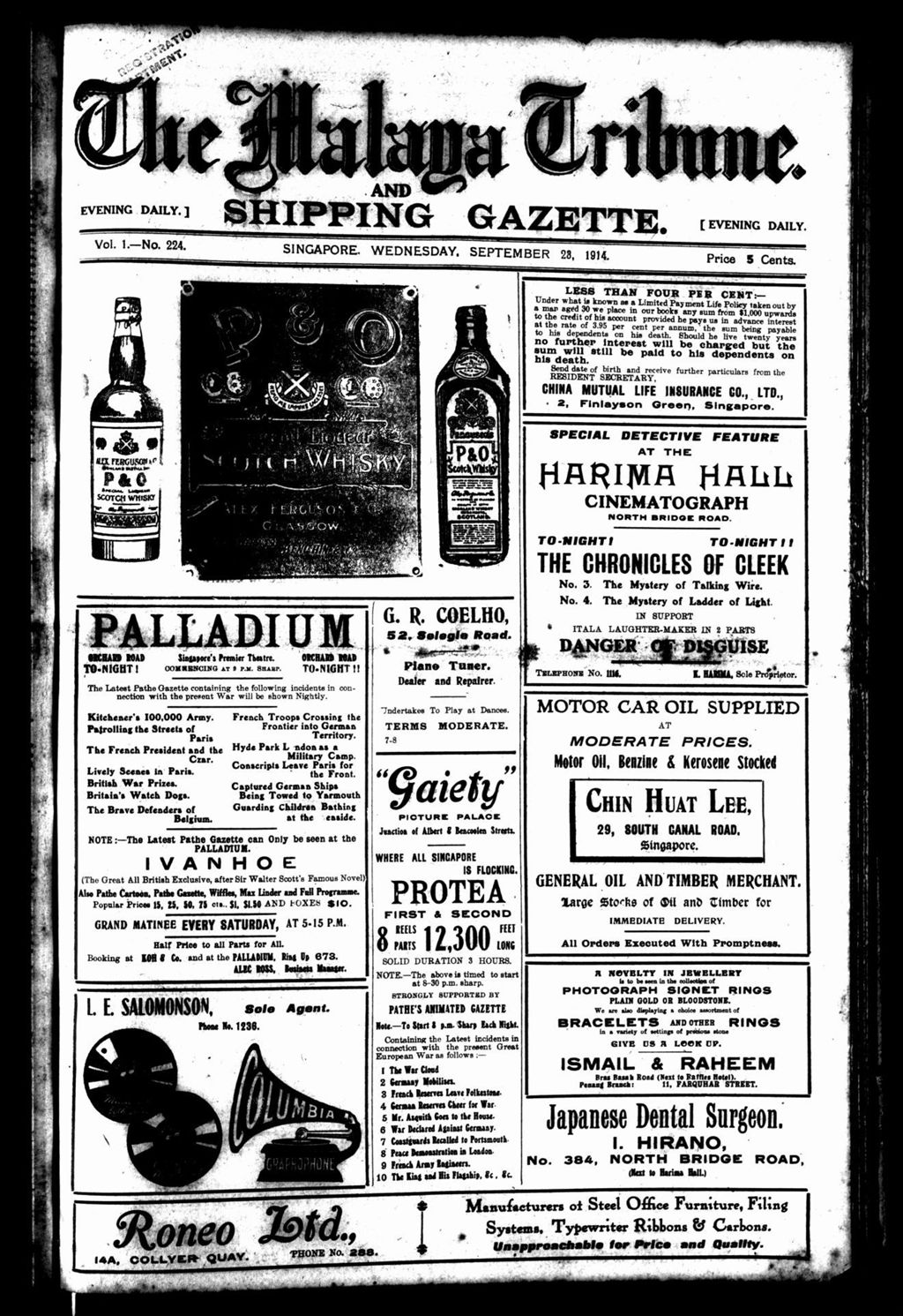 Miniature of Malaya Tribune 23 September 1914