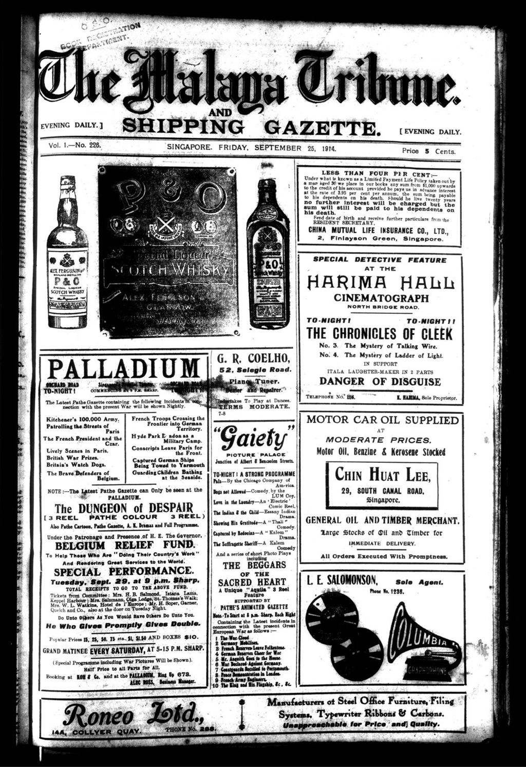 Miniature of Malaya Tribune 25 September 1914