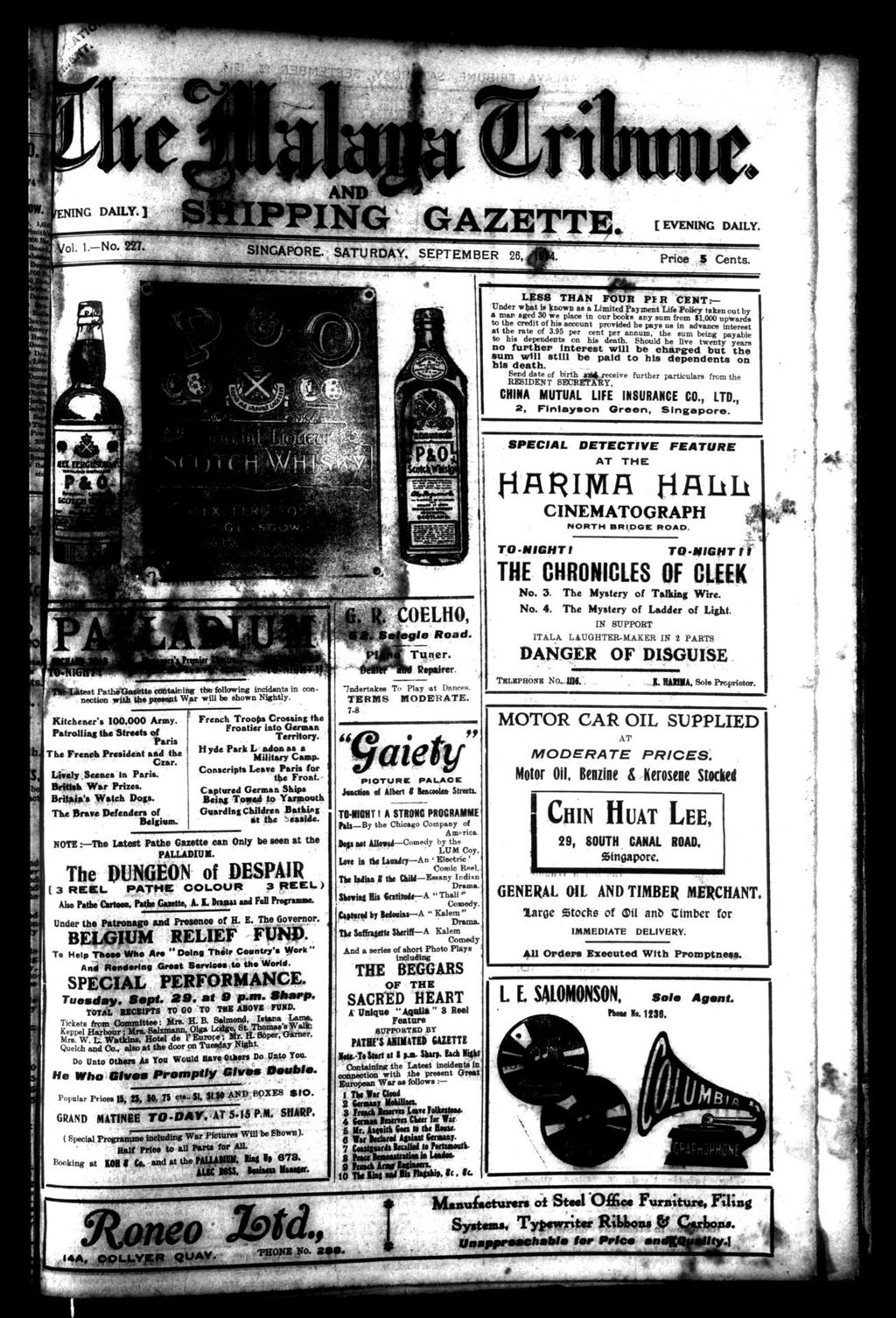 Miniature of Malaya Tribune 26 September 1914