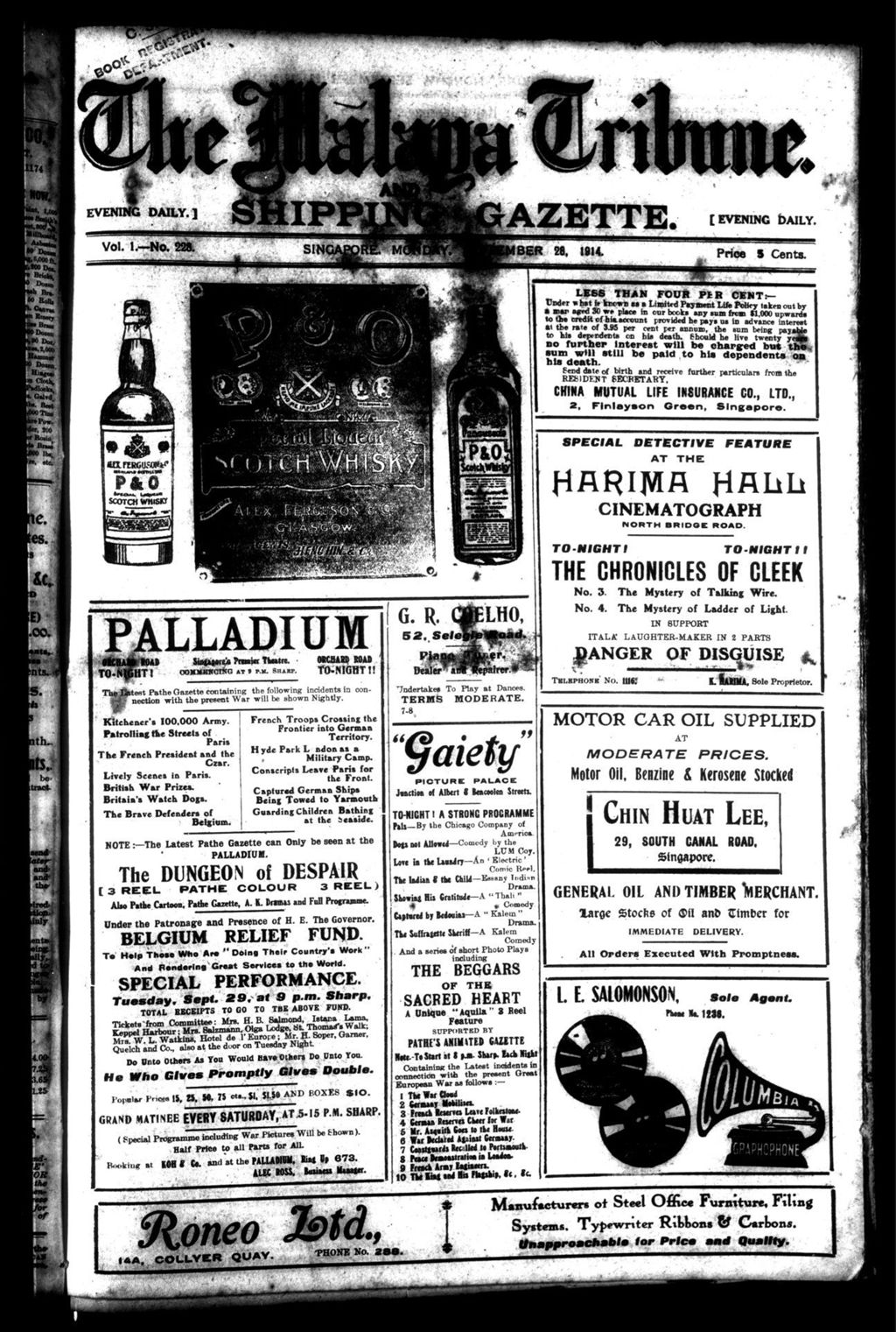 Miniature of Malaya Tribune 28 September 1914