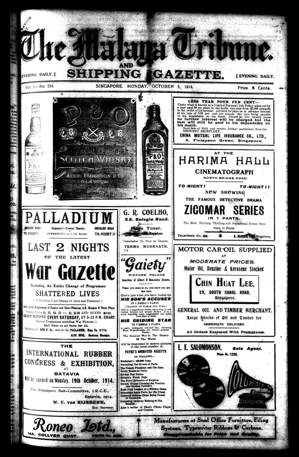 Miniature of Malaya Tribune 05 October 1914