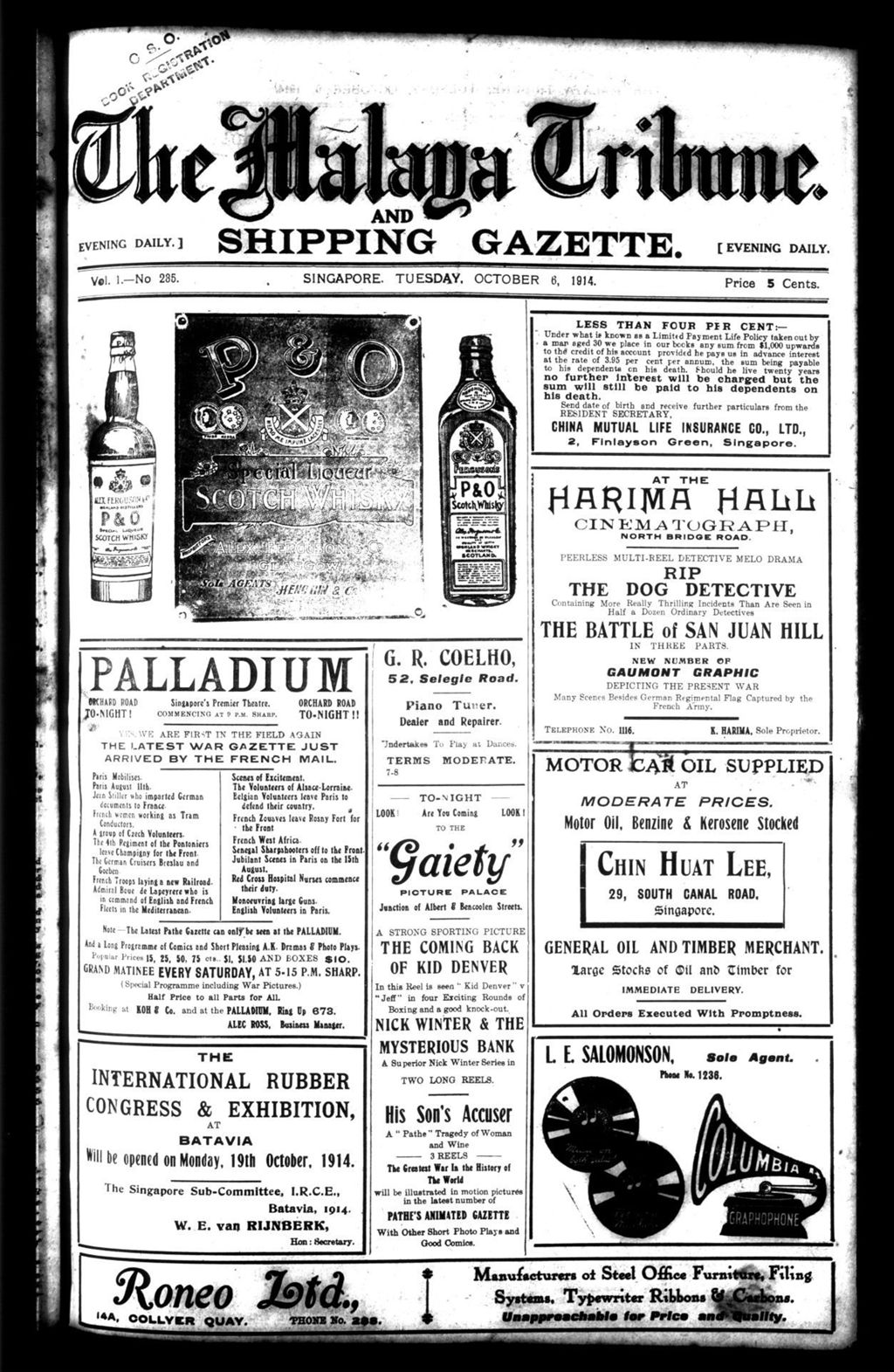 Miniature of Malaya Tribune 06 October 1914