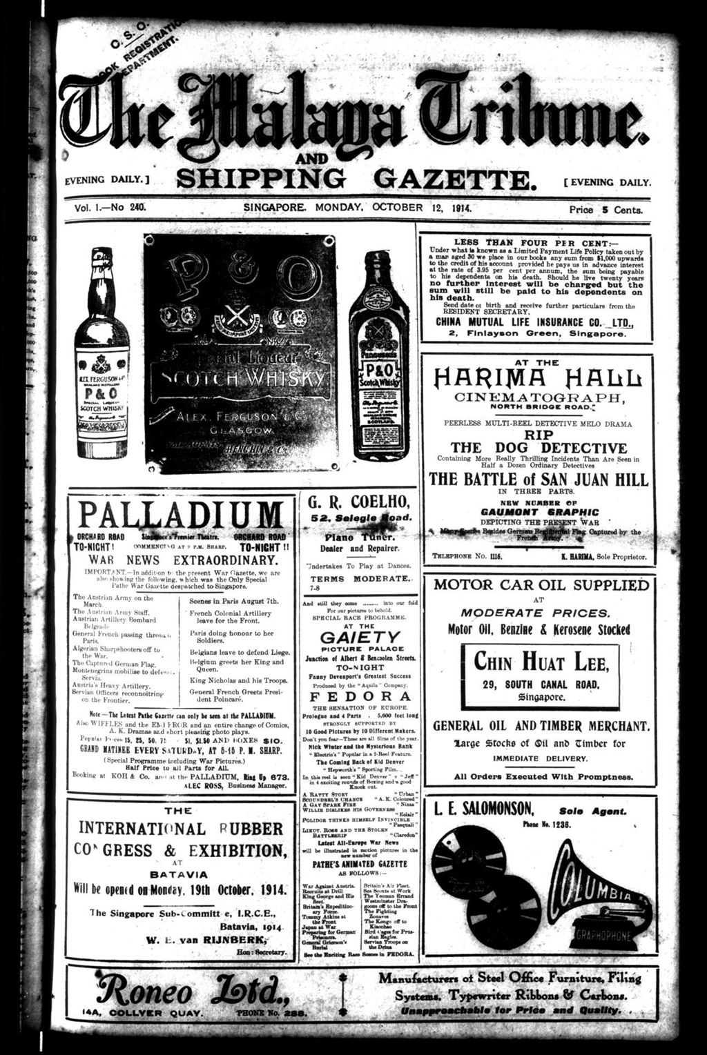 Miniature of Malaya Tribune 12 October 1914