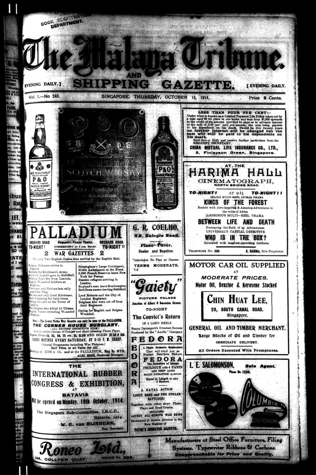 Miniature of Malaya Tribune 15 October 1914