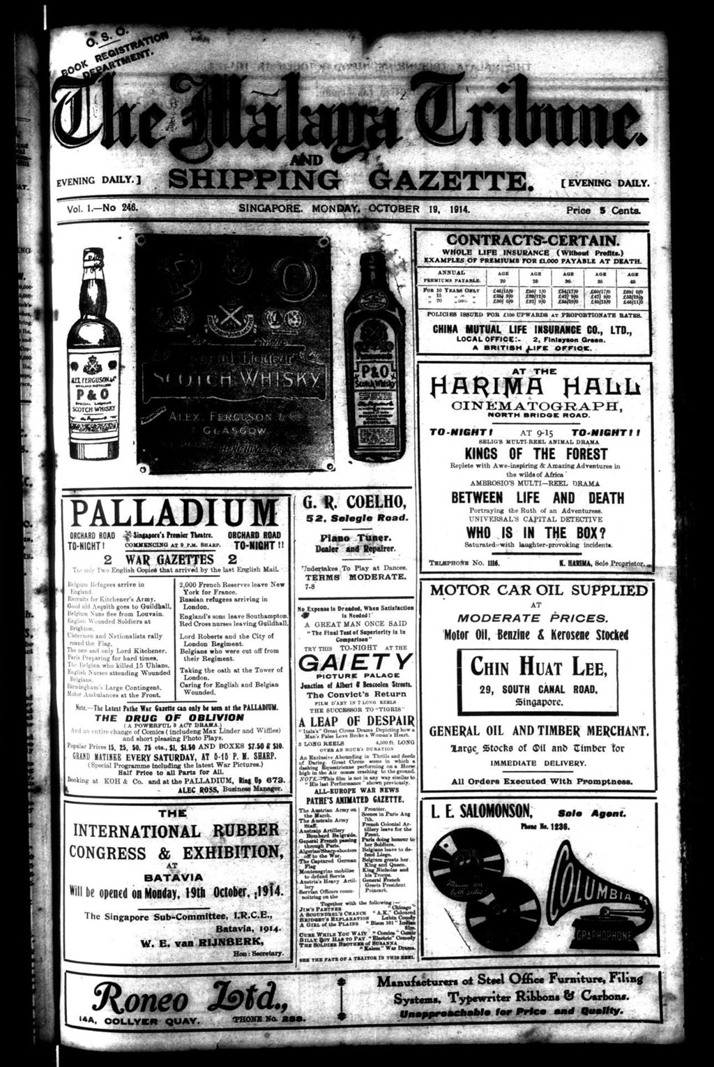 Miniature of Malaya Tribune 19 October 1914