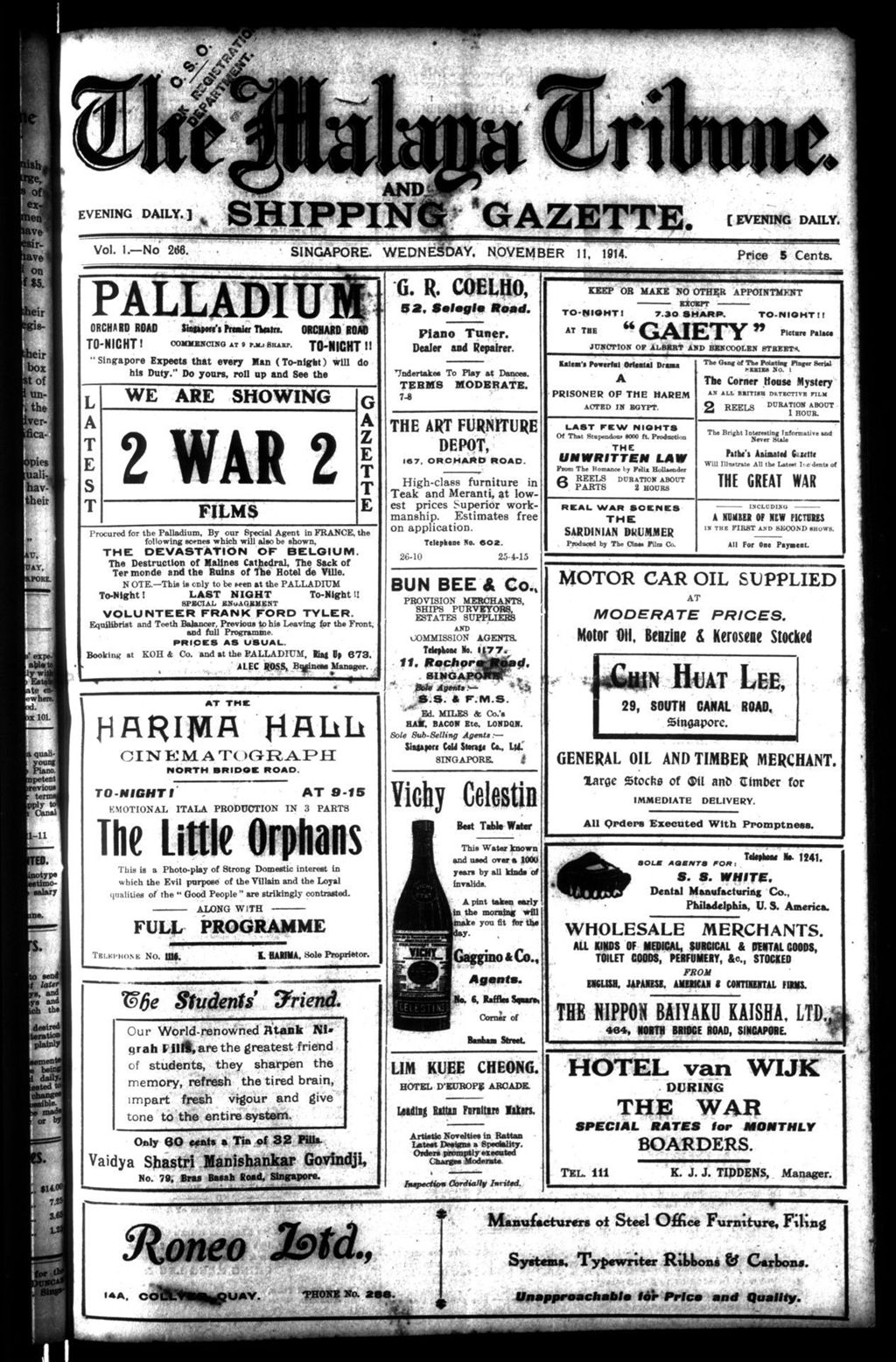 Miniature of Malaya Tribune 11 November 1914