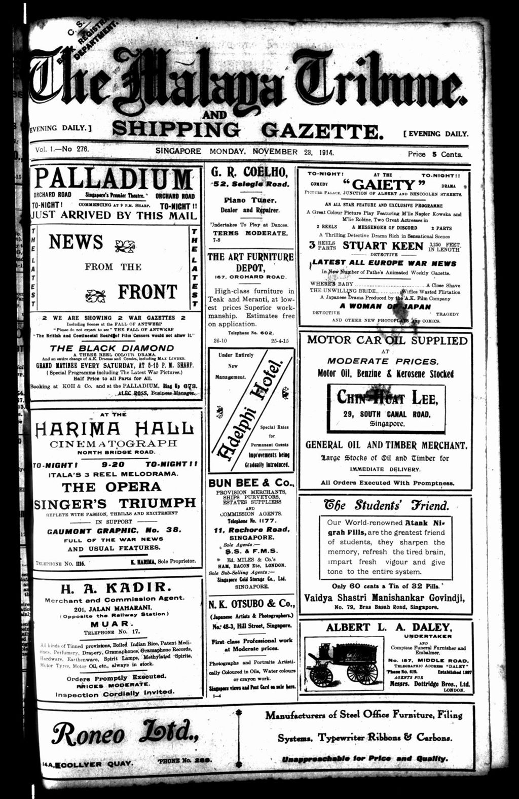 Miniature of Malaya Tribune 23 November 1914