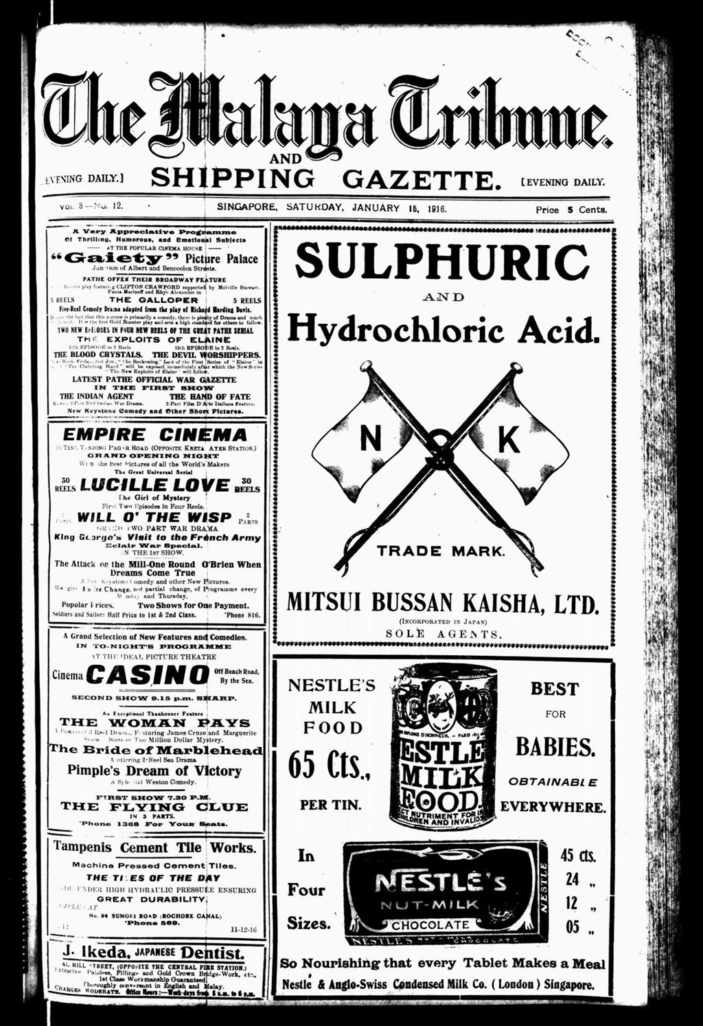 Miniature of Malaya Tribune 15 January 1916