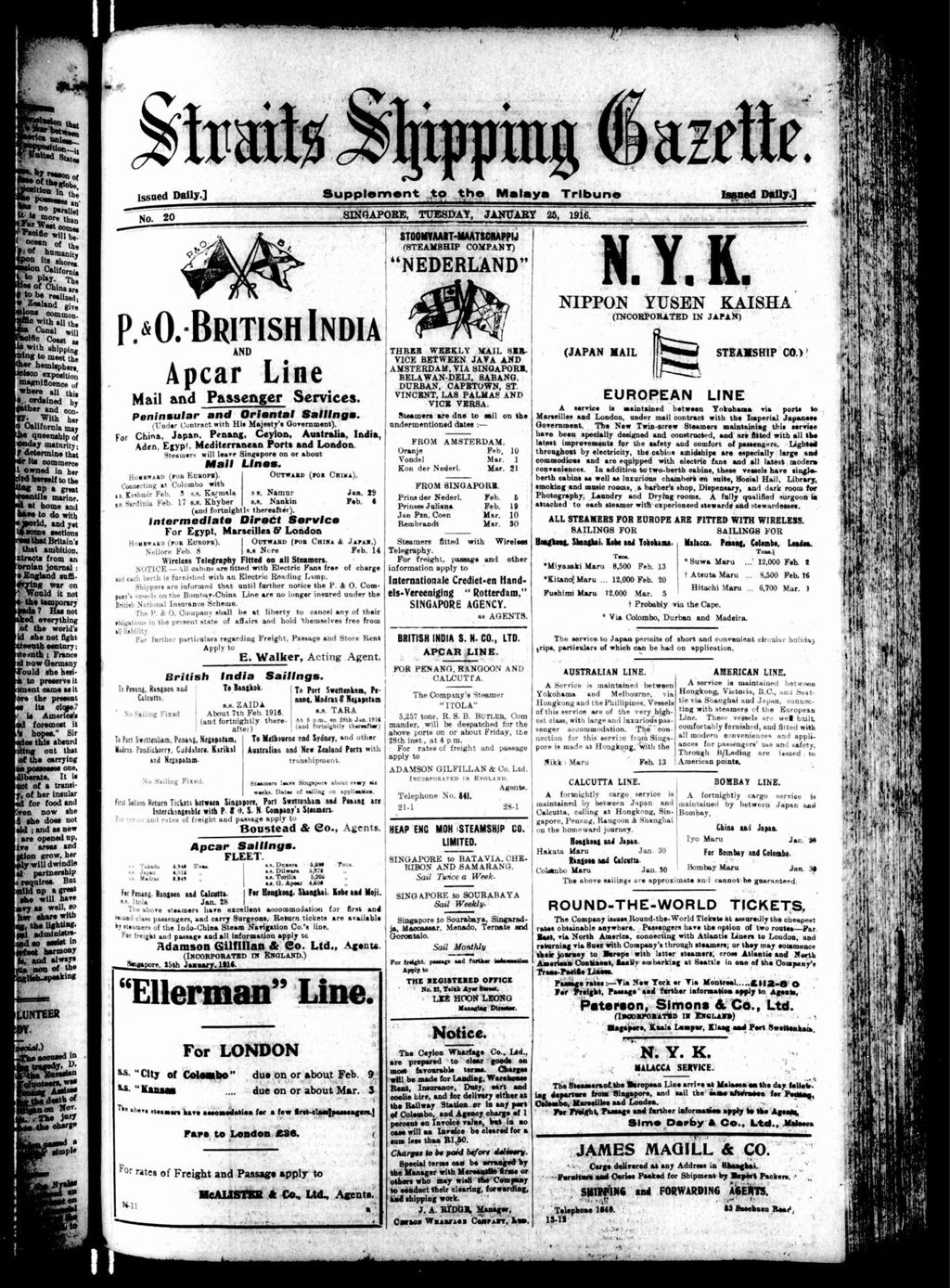 Miniature of Malaya Tribune 25 January 1916