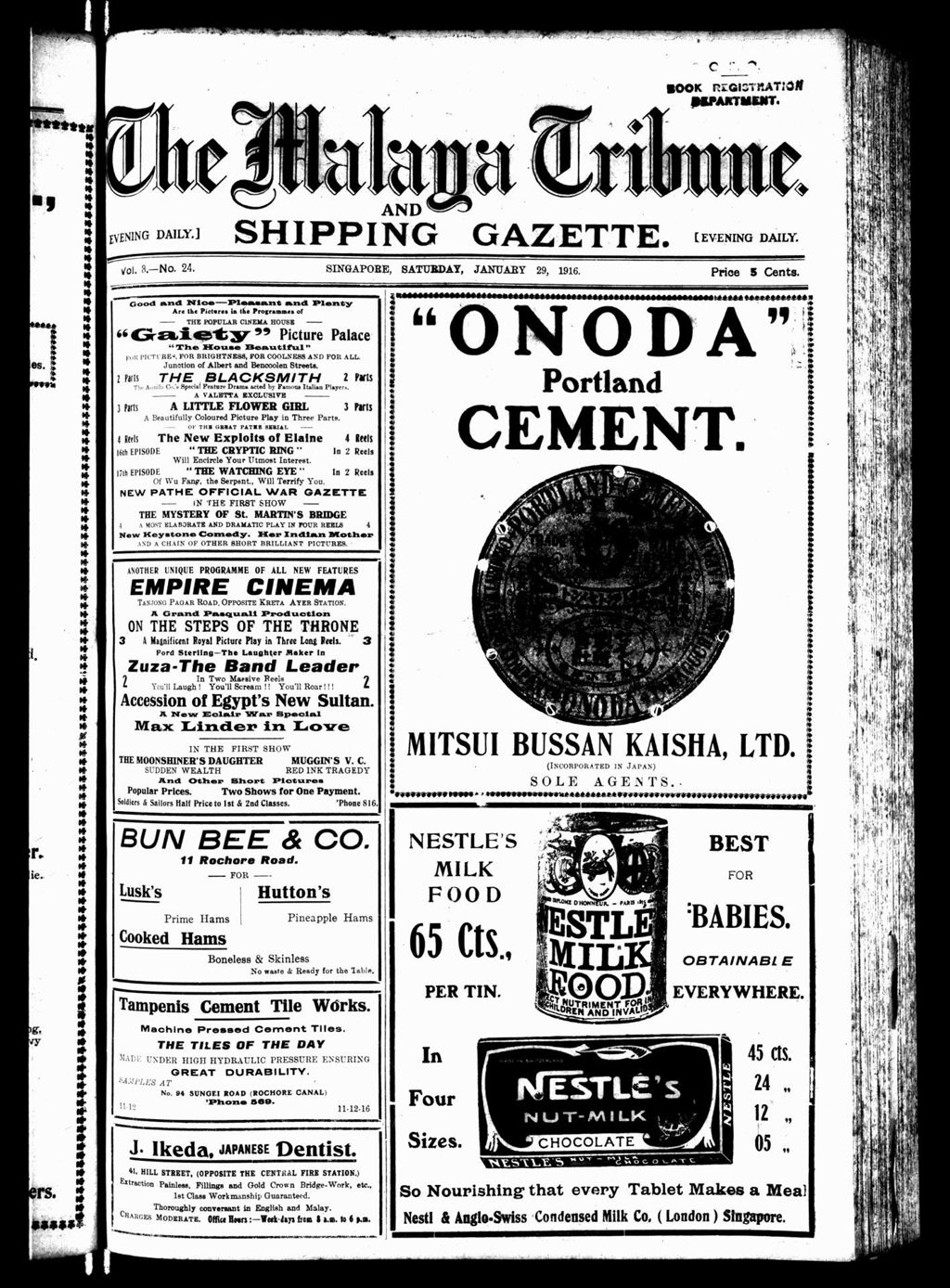 Miniature of Malaya Tribune 29 January 1916