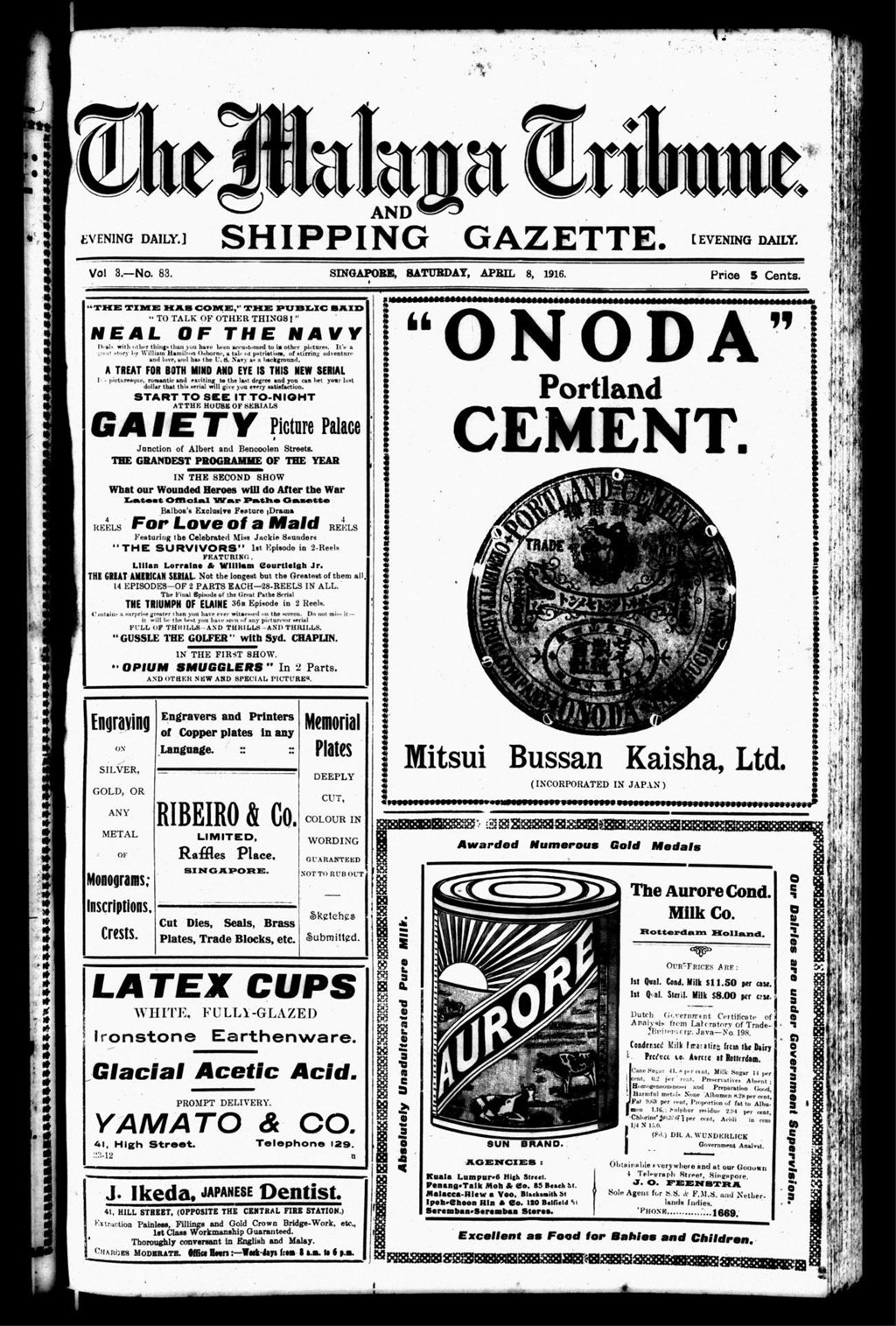 Miniature of Malaya Tribune 08 April 1916