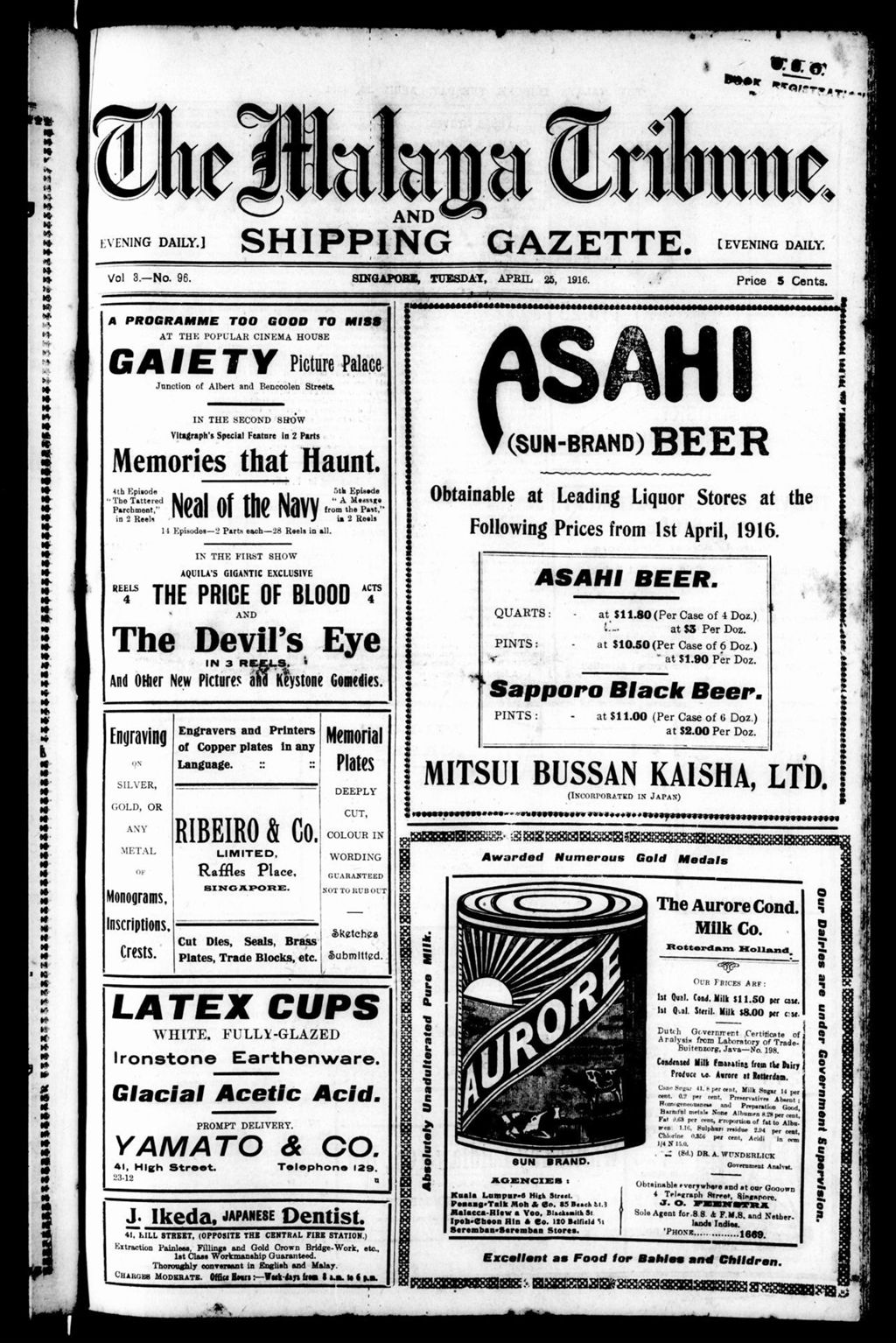 Miniature of Malaya Tribune 25 April 1916