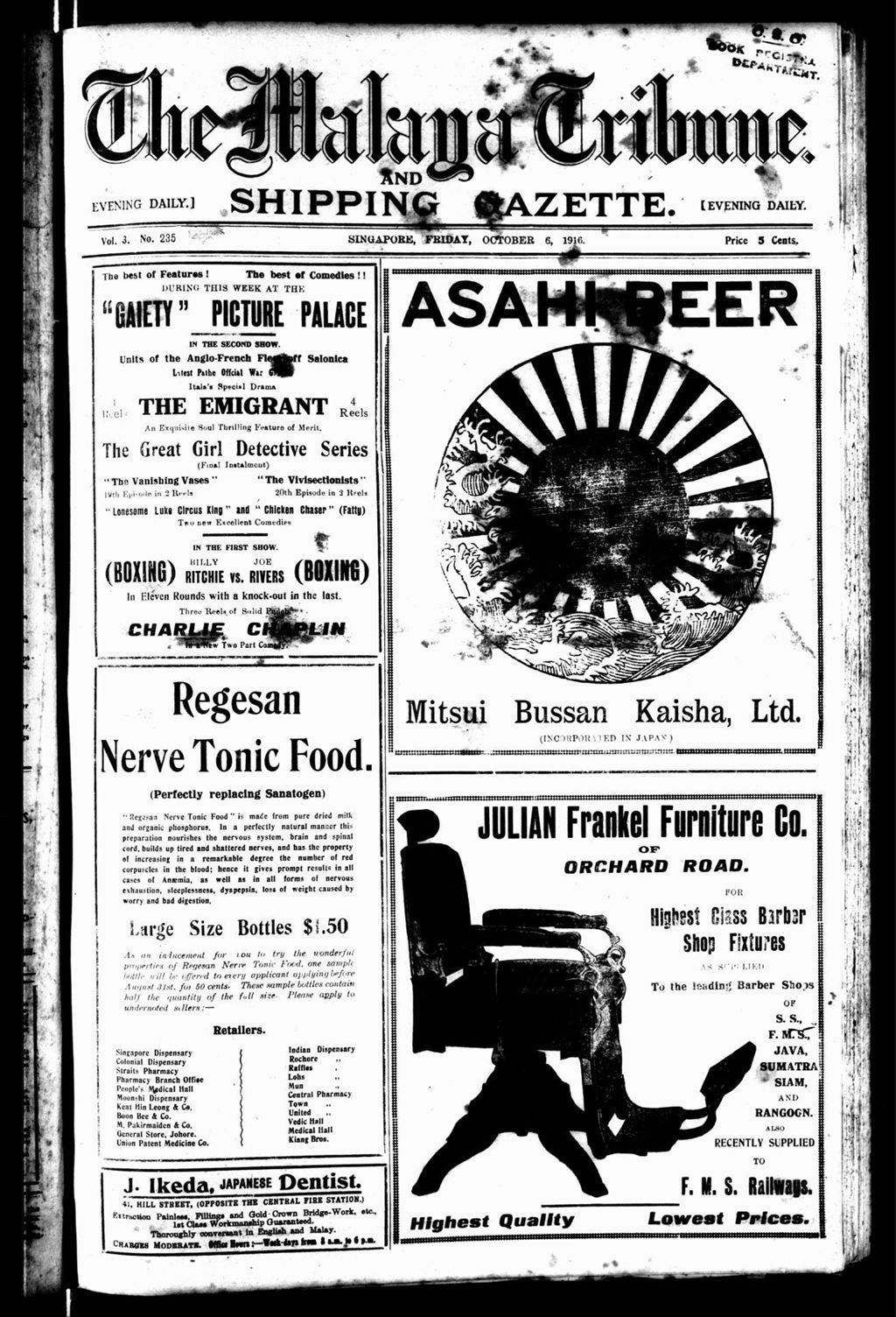 Miniature of Malaya Tribune 06 October 1916