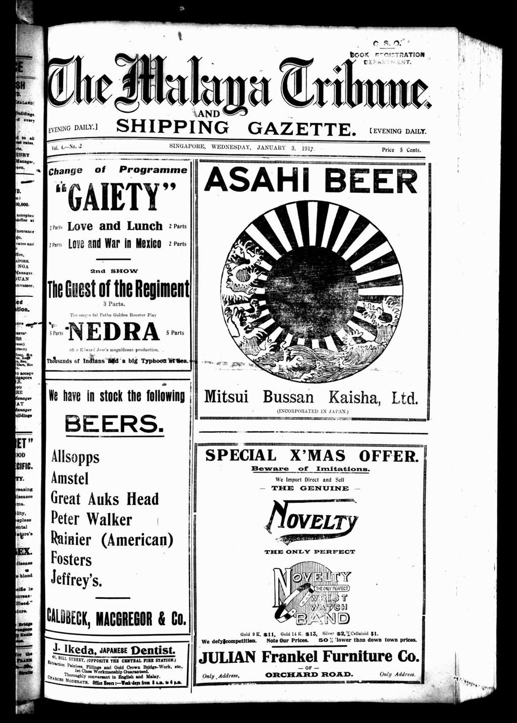 Miniature of Malaya Tribune 03 January 1917